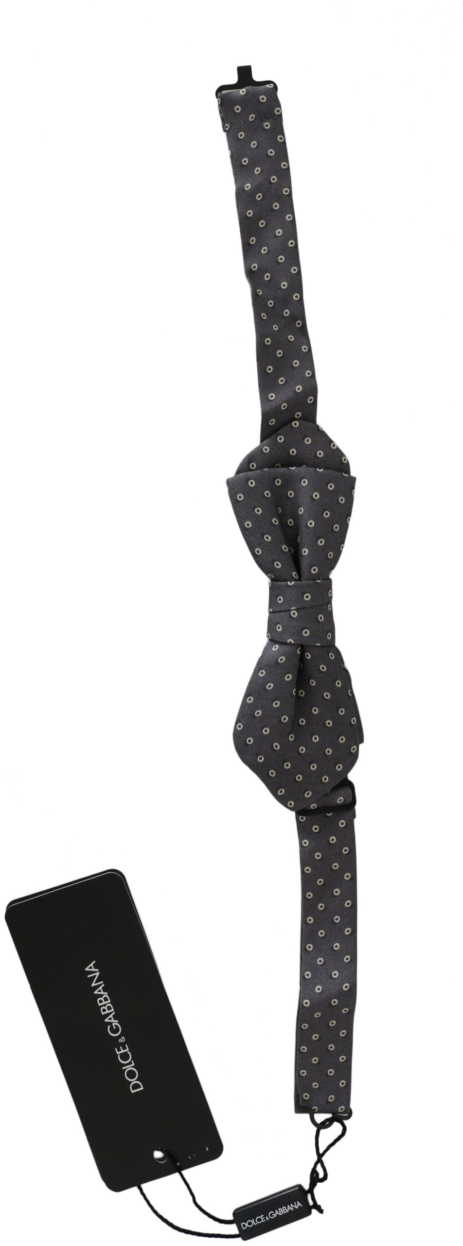 Papion elegant Dolce & Gabbana din mătase gri cu model cerc