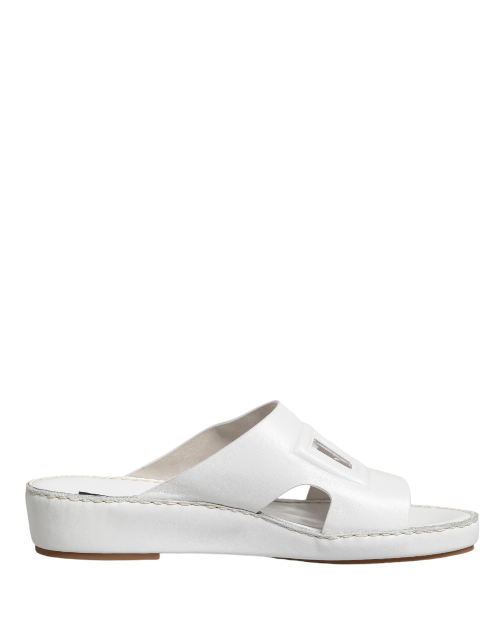 Dolce & Gabbana White DG Cutout Slides Slippers Flats Shoes