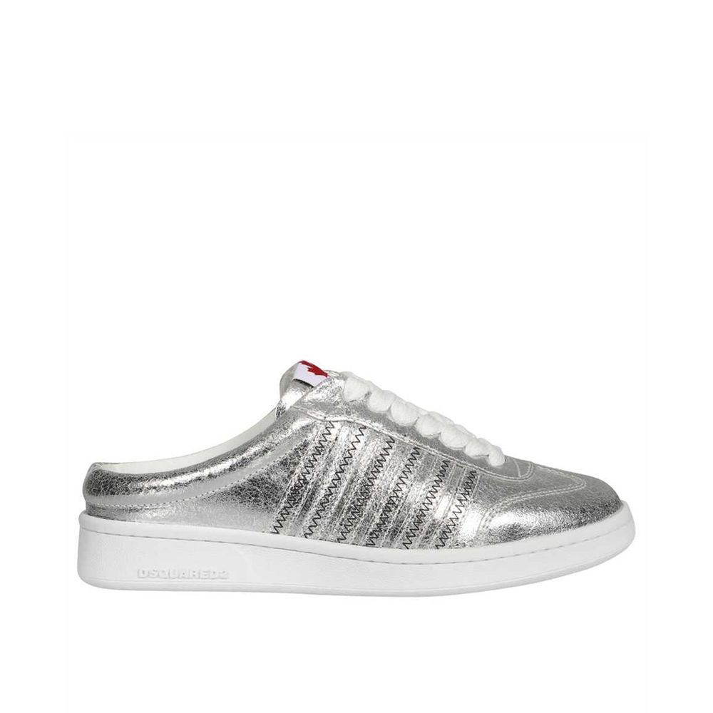 Dsquared² Silver Calfskin Low Top Sneakers