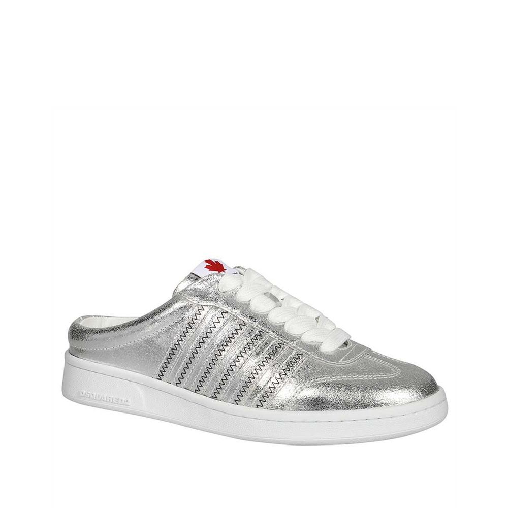 Dsquared² Silver Calfskin Low Top Sneakers