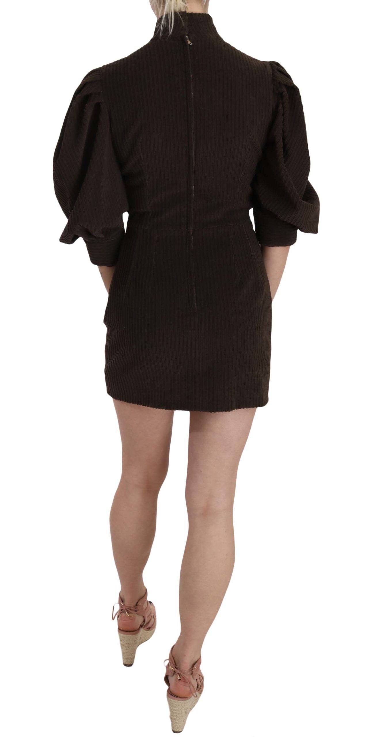 Dolce & Gabbana Schickes, figurbetontes Minikleid aus braunem Cord