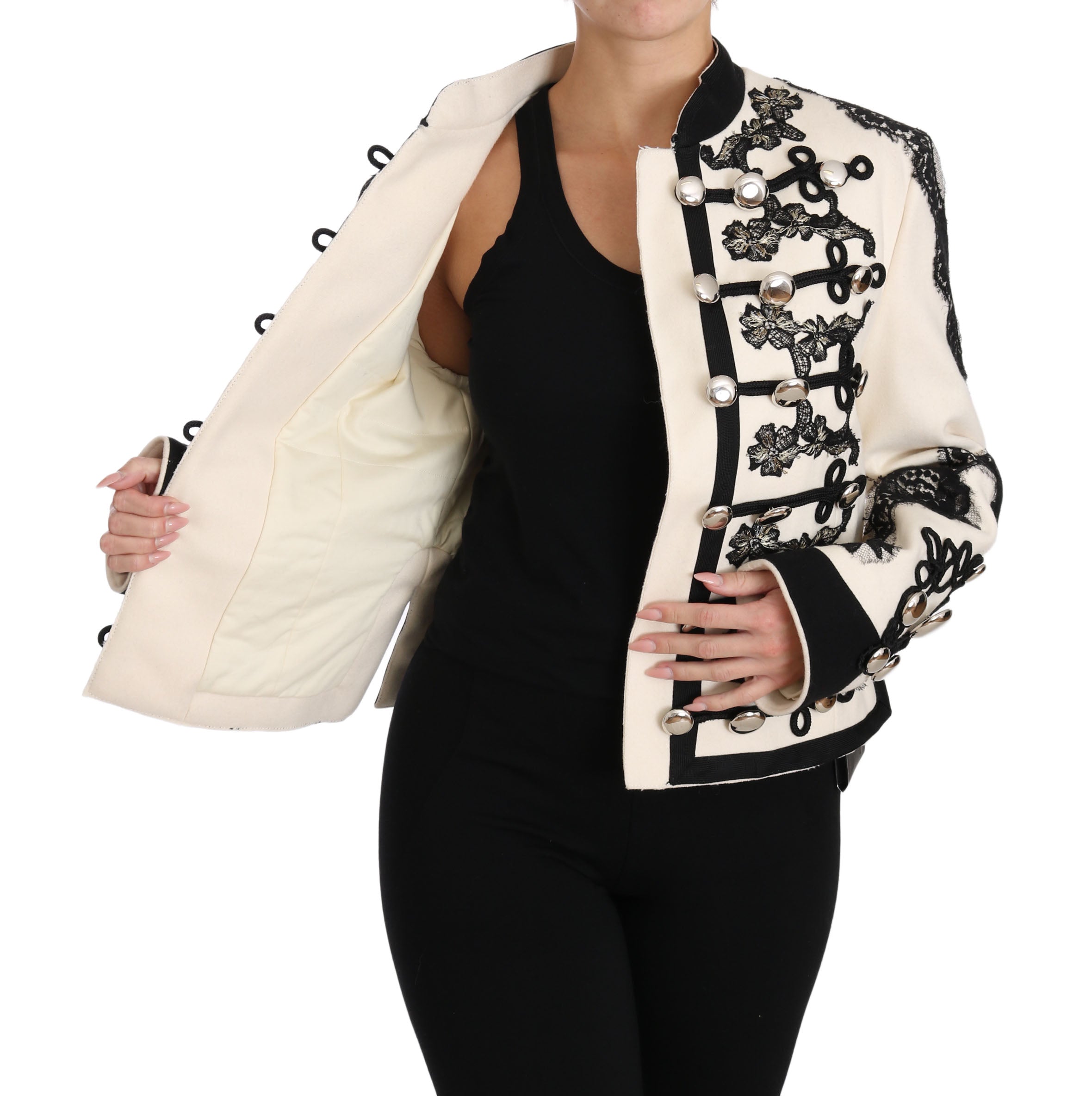Dolce & Gabbana Elegante cremefarbene Barockjacke
