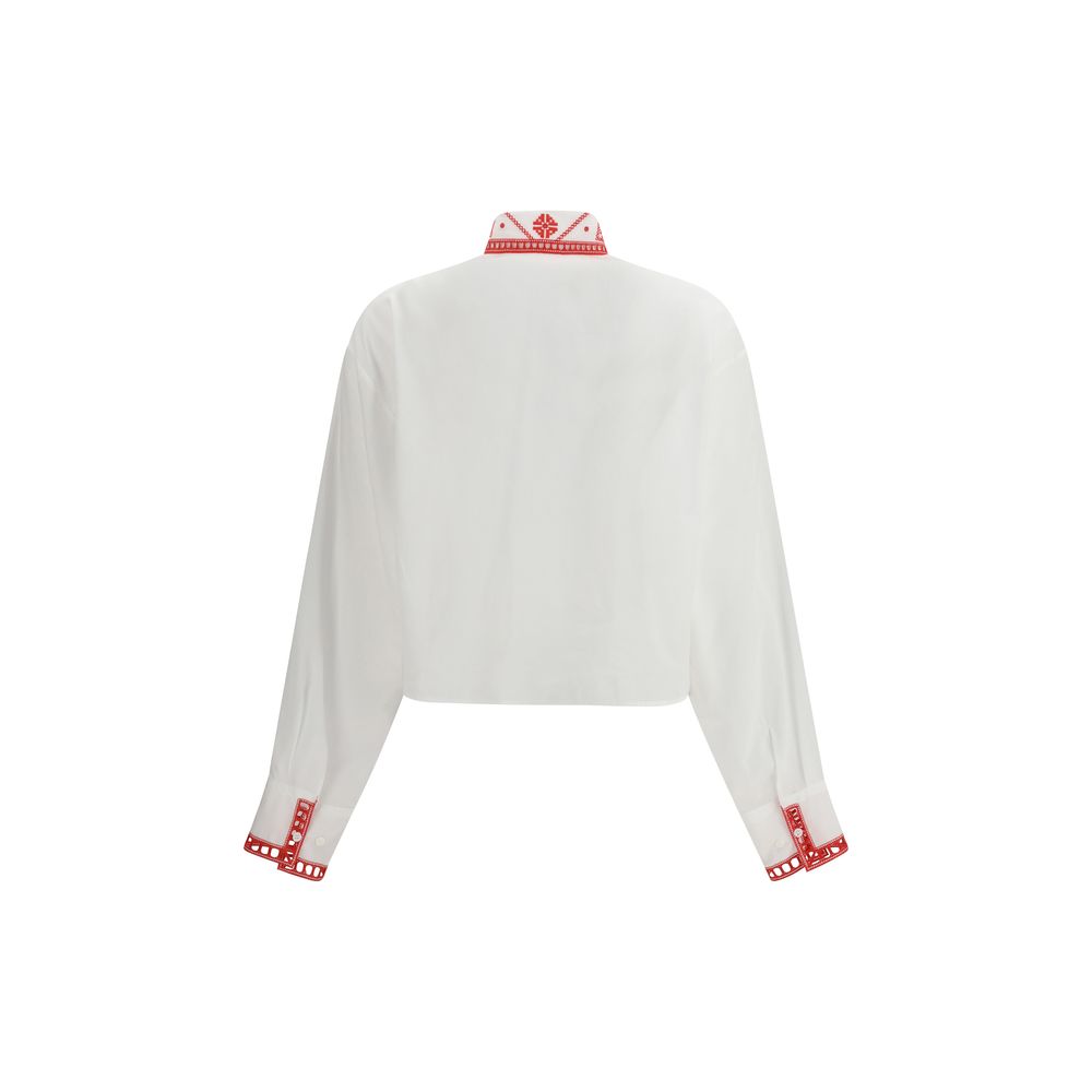 Ermanno Scervino White Cotton Pattern Shirt