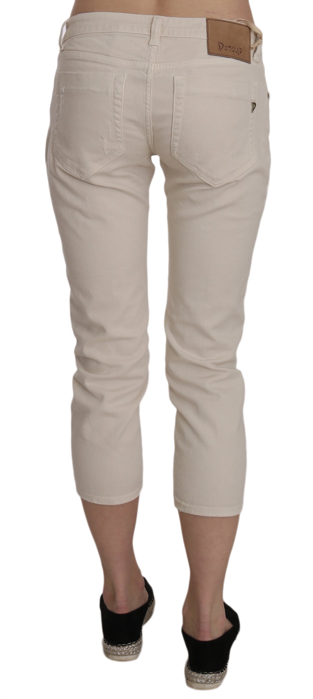 Dondup – Enge Caprihose mit verkürzter Länge und niedriger Taille in Beige