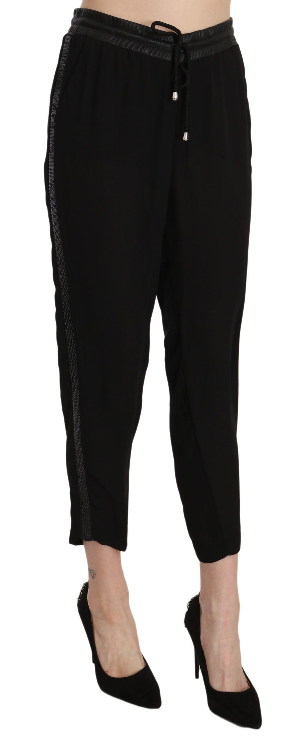 Pantaloni scurți Guess Chic cu talie înaltă, negri și eleganți