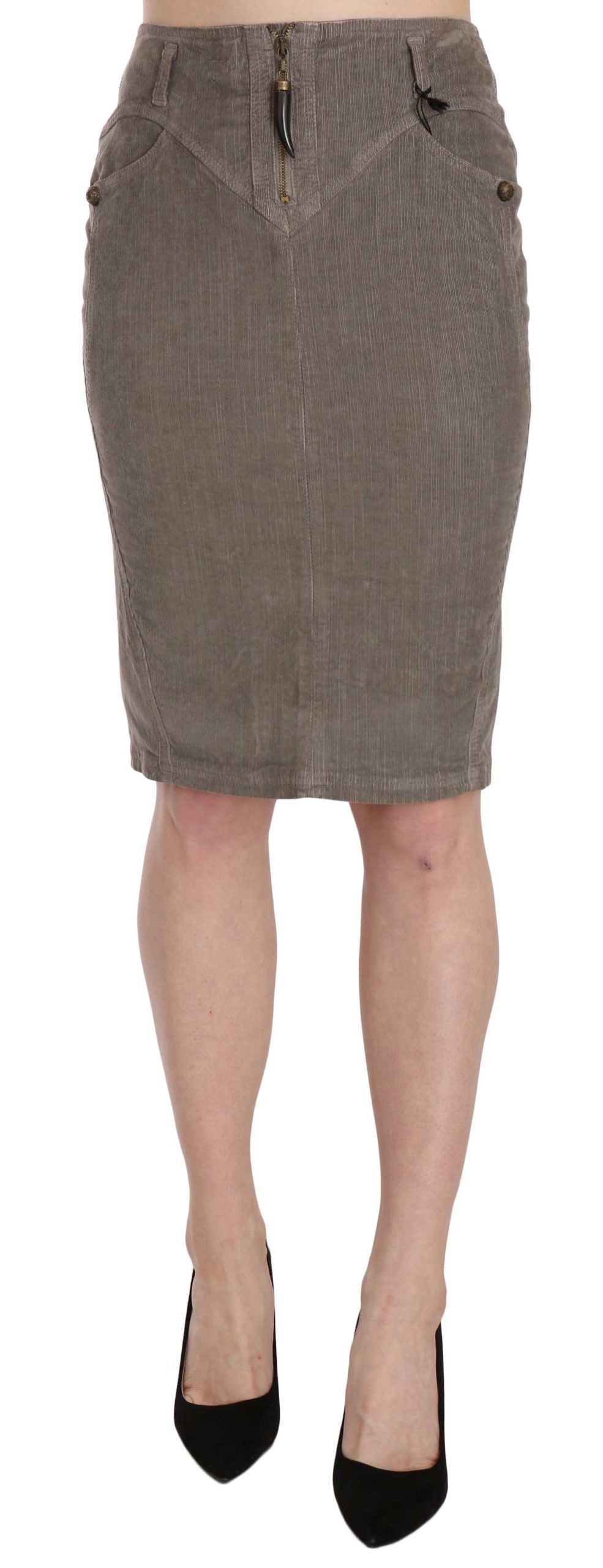 Fustă creion gri chic Just Cavalli cu detalii cu logo