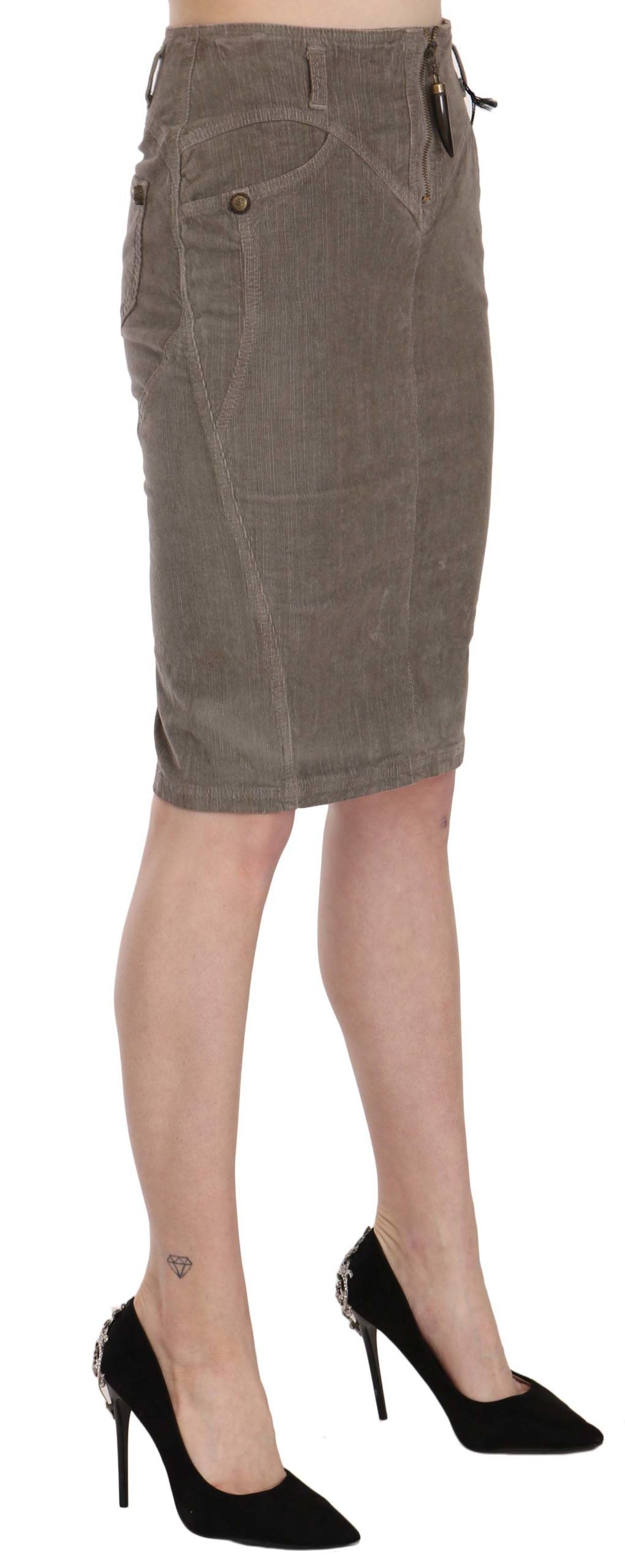 Fustă creion gri chic Just Cavalli cu detalii cu logo