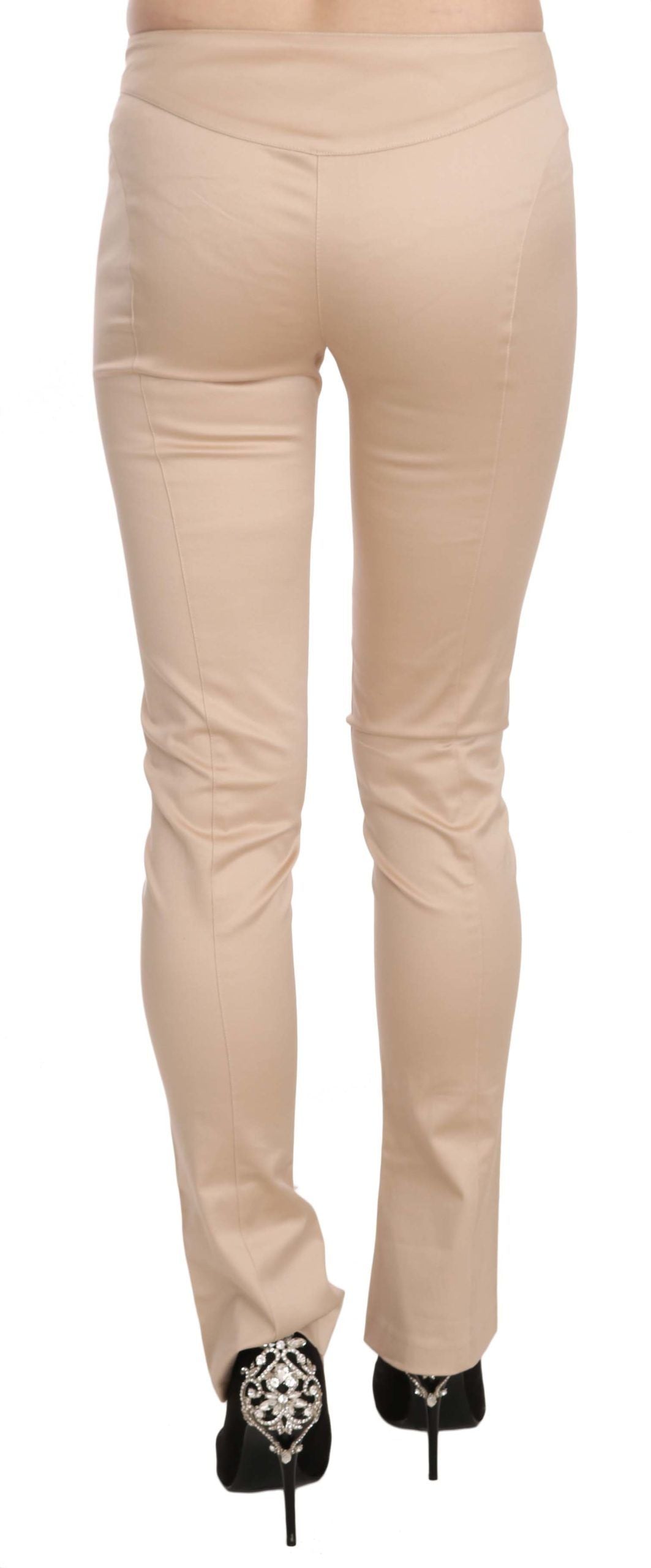 Just Cavalli Elegante, cremefarbene Skinny-Hose mit niedriger Taille