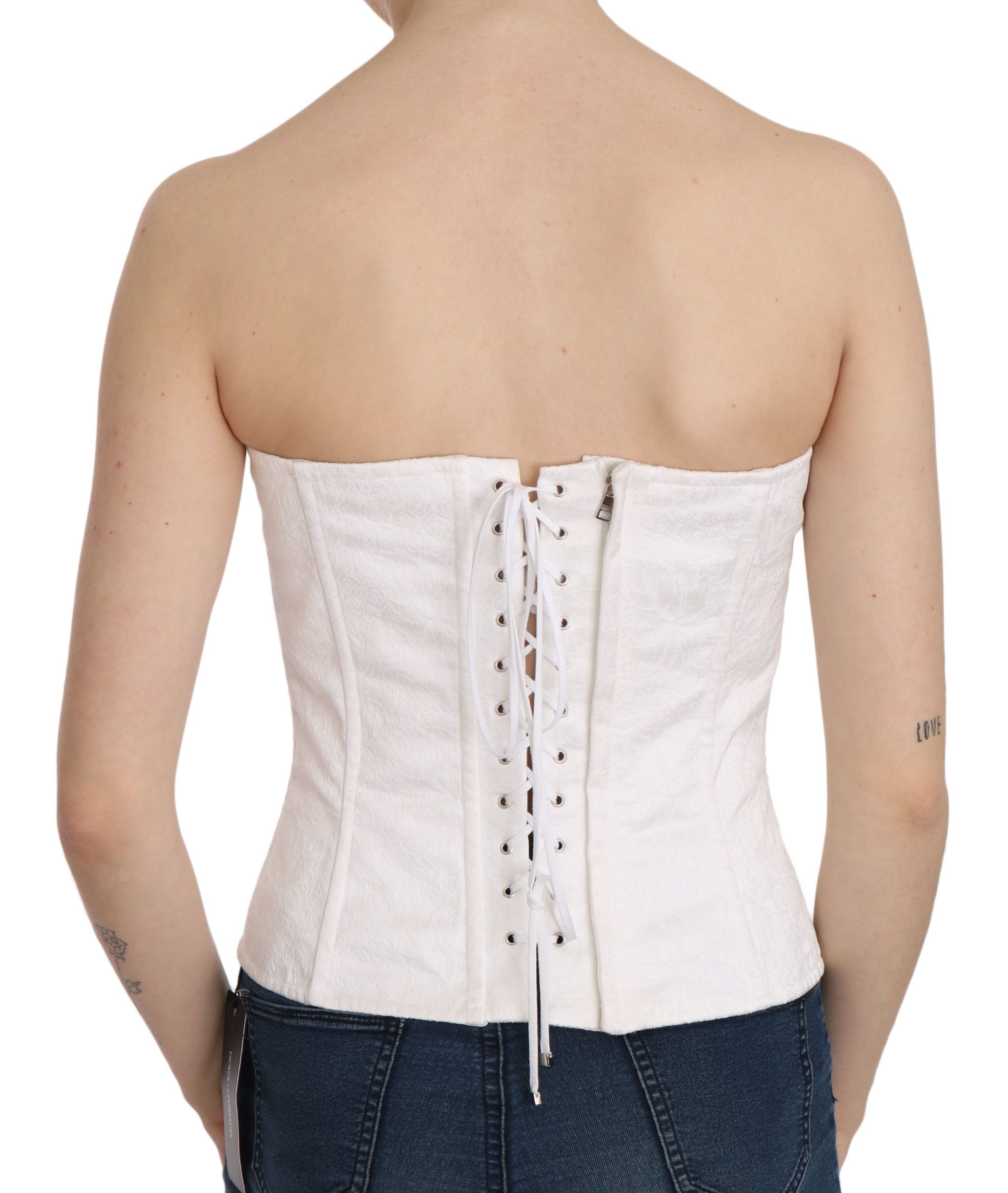 Dolce & Gabbana – Elegantes, weißes, trägerloses Korsett-Top
