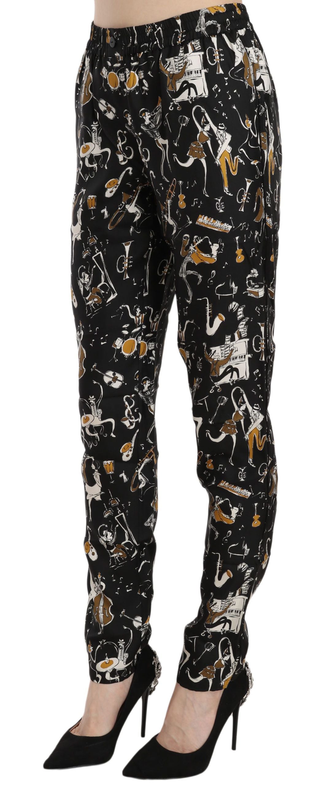 Dolce & Gabbana Elegante hoch taillierte, konische Seidenhose
