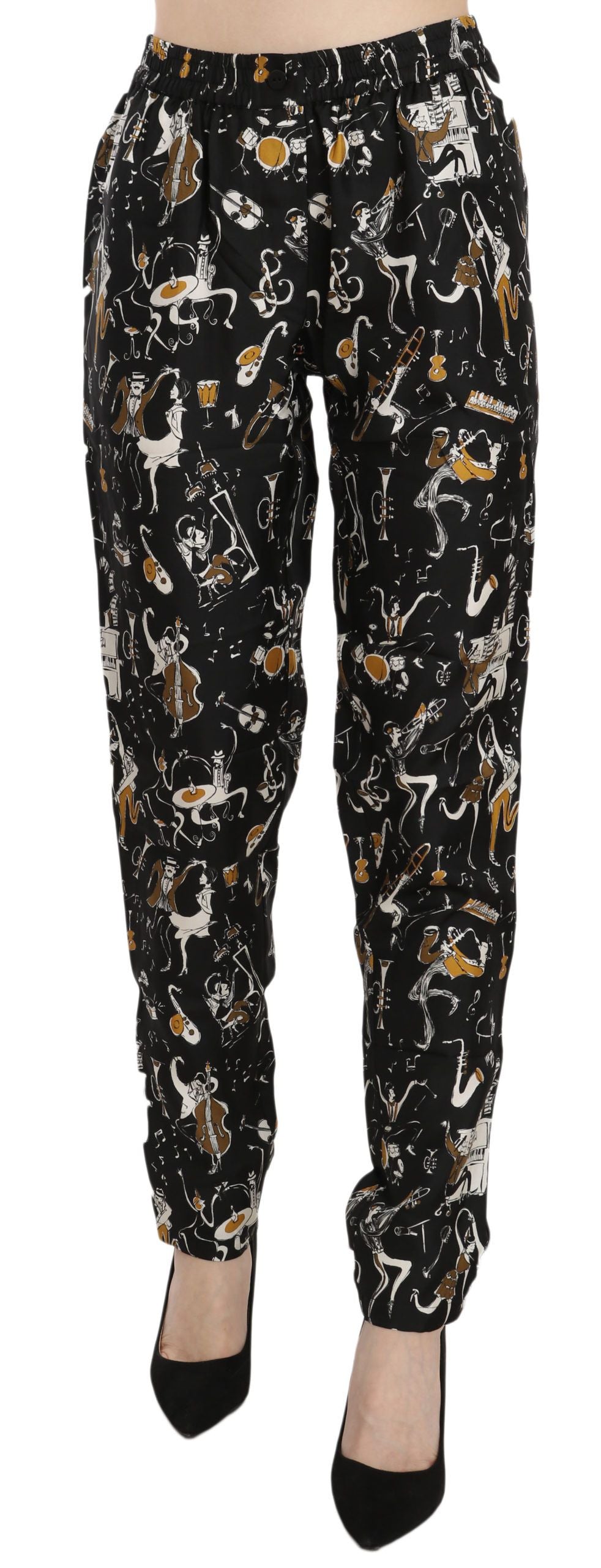Dolce & Gabbana Elegante hoch taillierte, konische Seidenhose