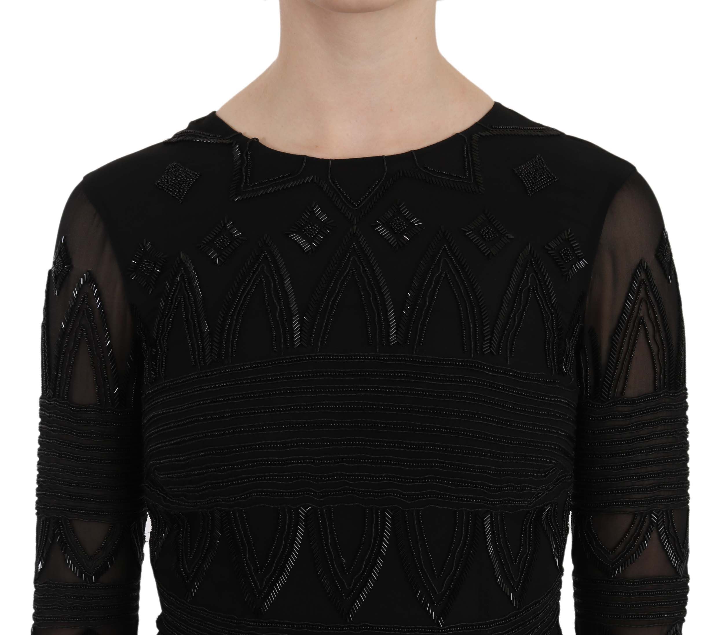 John Richmond Elegantes schwarzes Minikleid aus Seide mit Pailletten