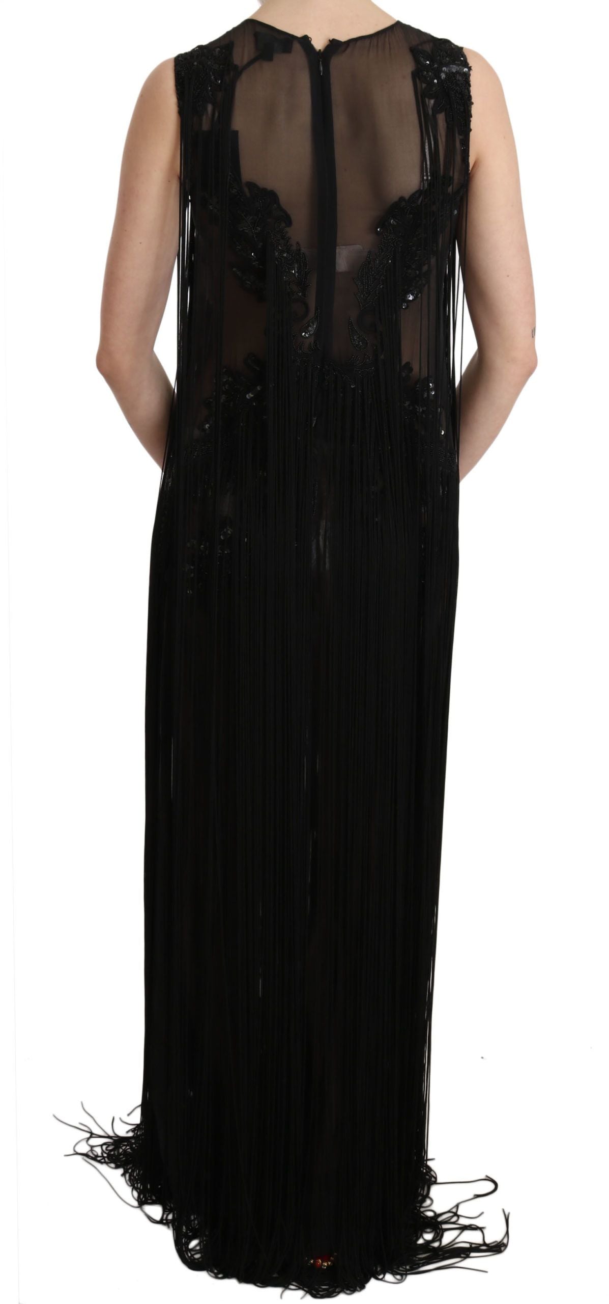 John Richmond – Elegantes Maxikleid mit transparenten Pailletten