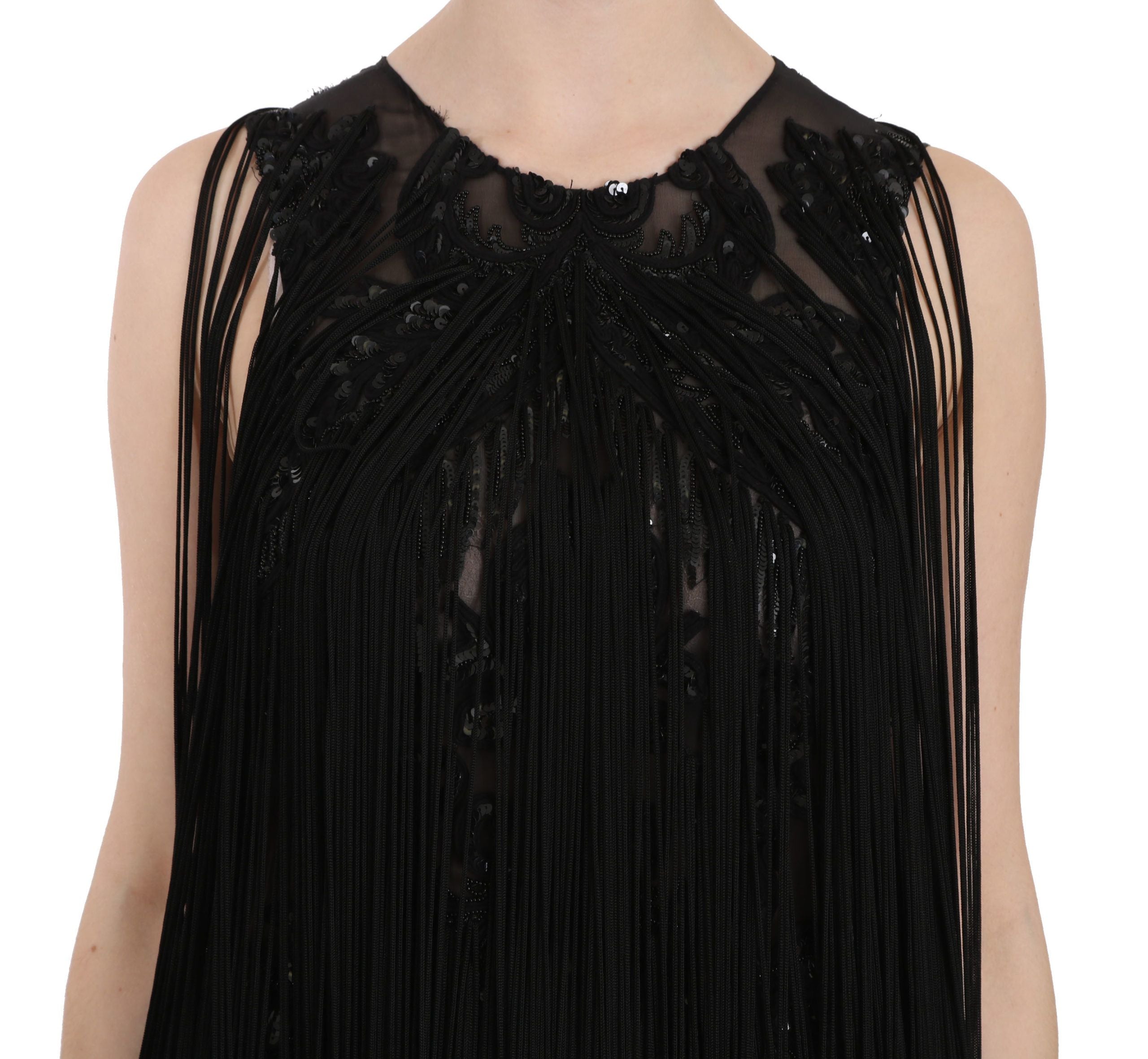 John Richmond – Elegantes Maxikleid mit transparenten Pailletten