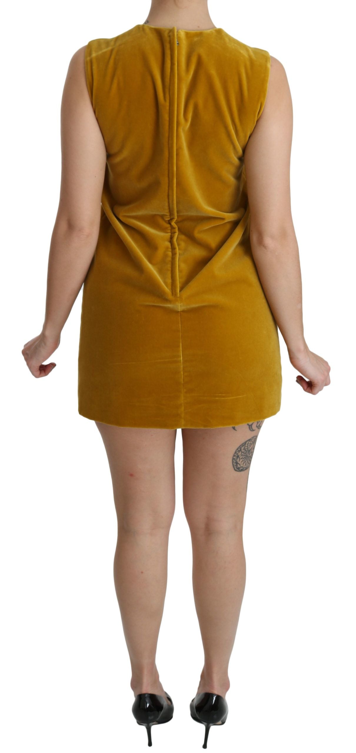 Rochie mini Dolce & Gabbana din catifea muștar