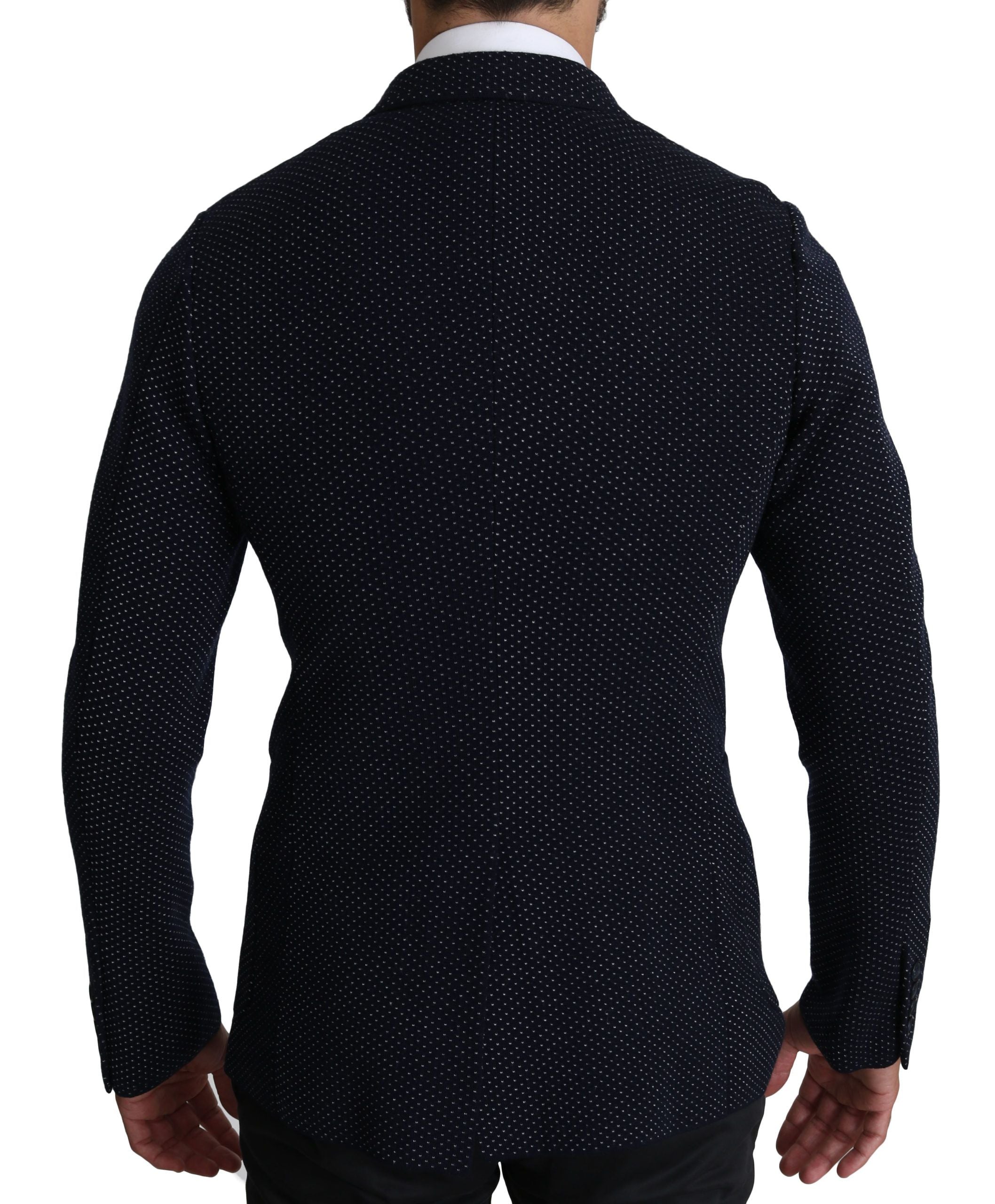 Dolce & Gabbana Eleganter dunkelblauer gepunkteter Slim-Fit-Blazer