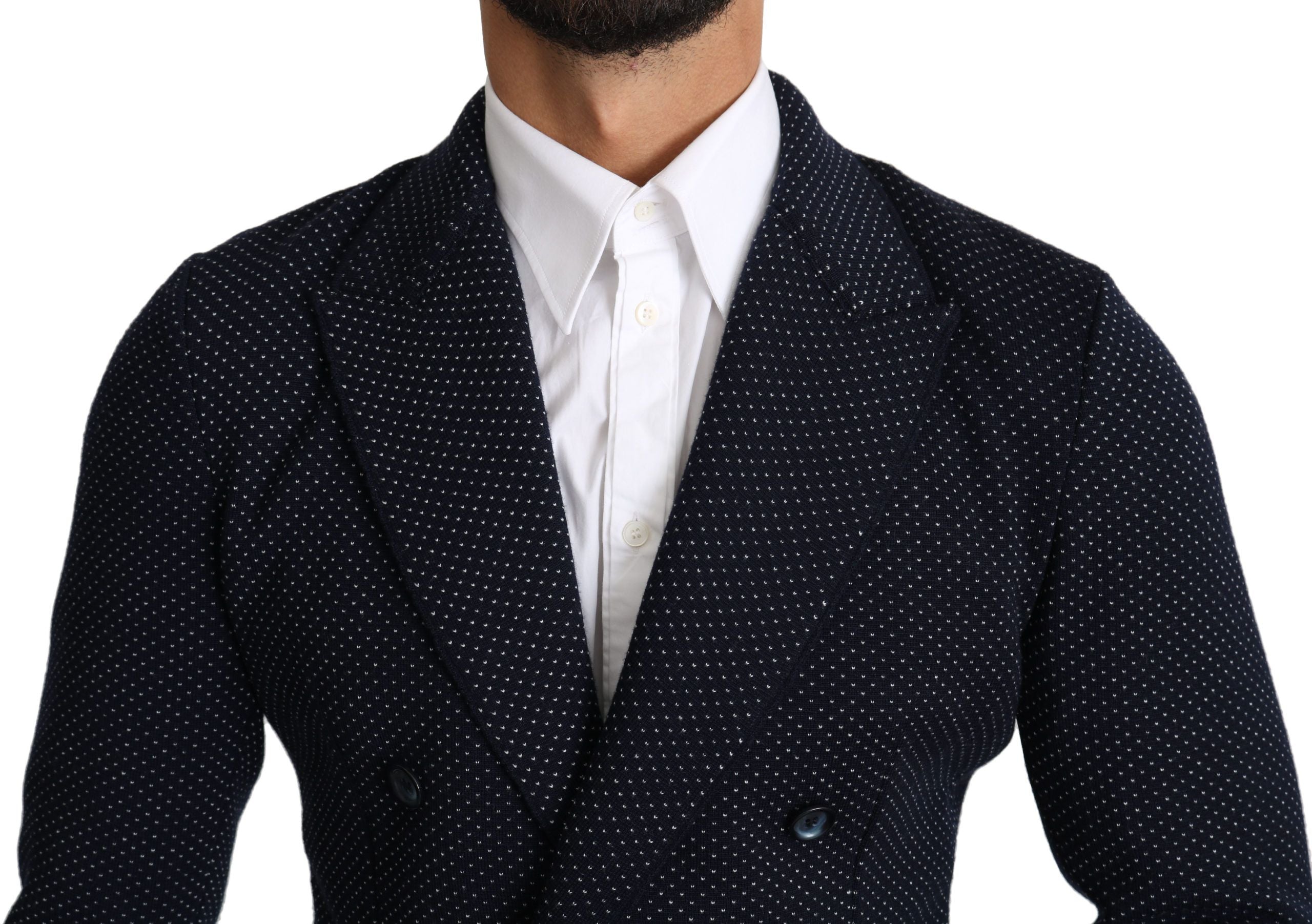Dolce & Gabbana Eleganter dunkelblauer gepunkteter Slim-Fit-Blazer