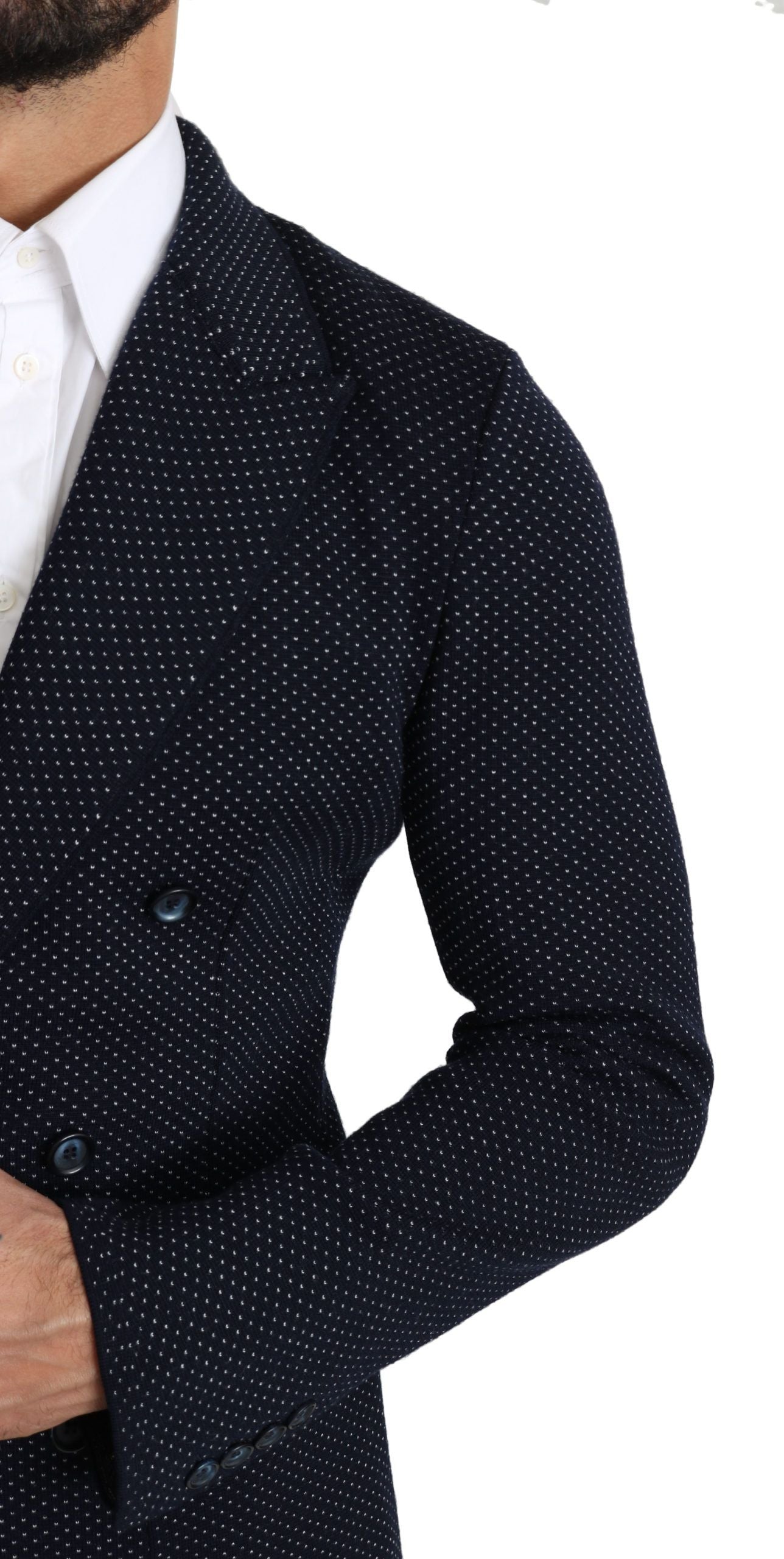 Dolce & Gabbana Eleganter dunkelblauer gepunkteter Slim-Fit-Blazer