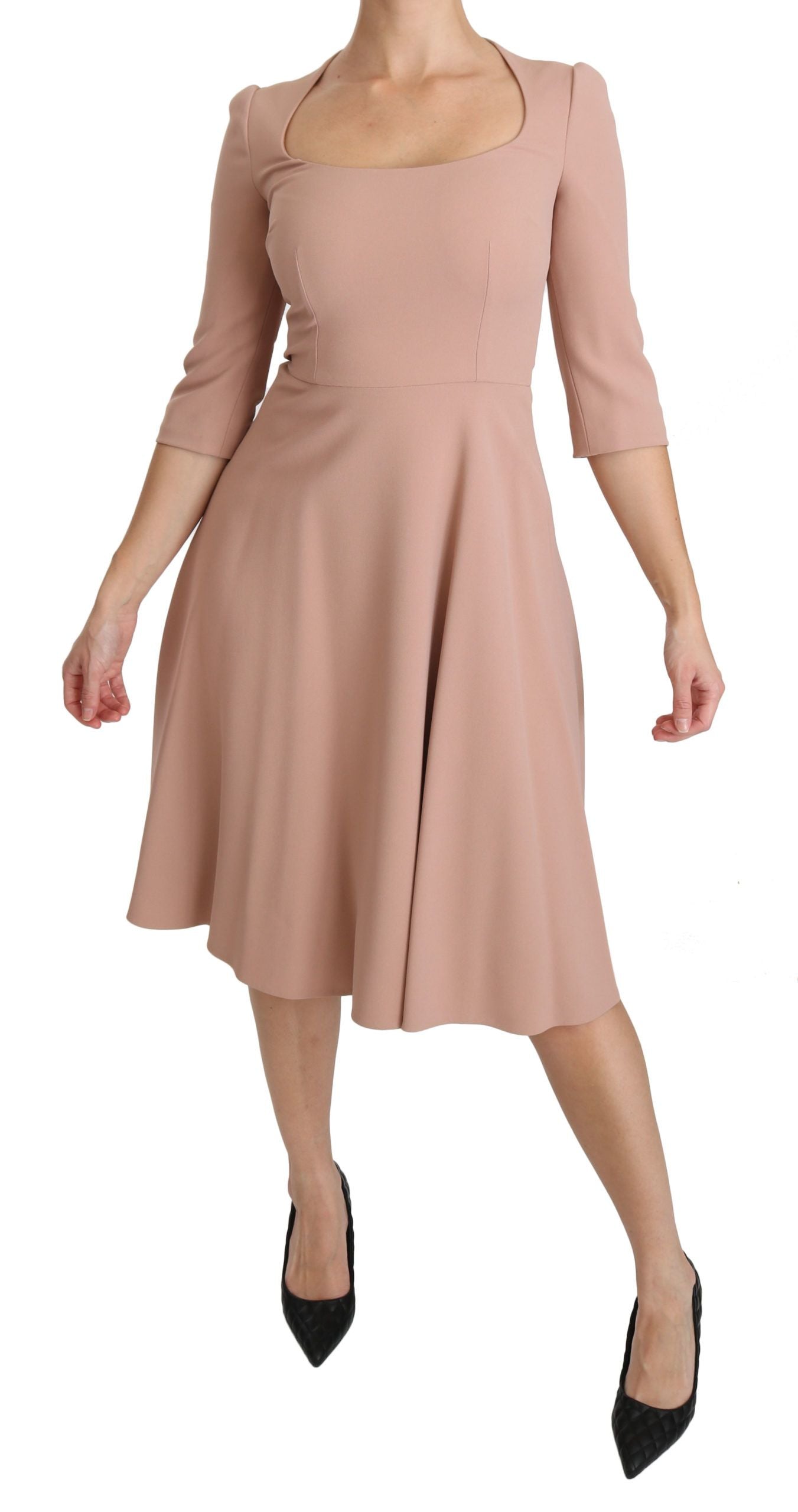 Dolce & Gabbana Elegantes hellrosa A-Linien-Kleid in Knielänge