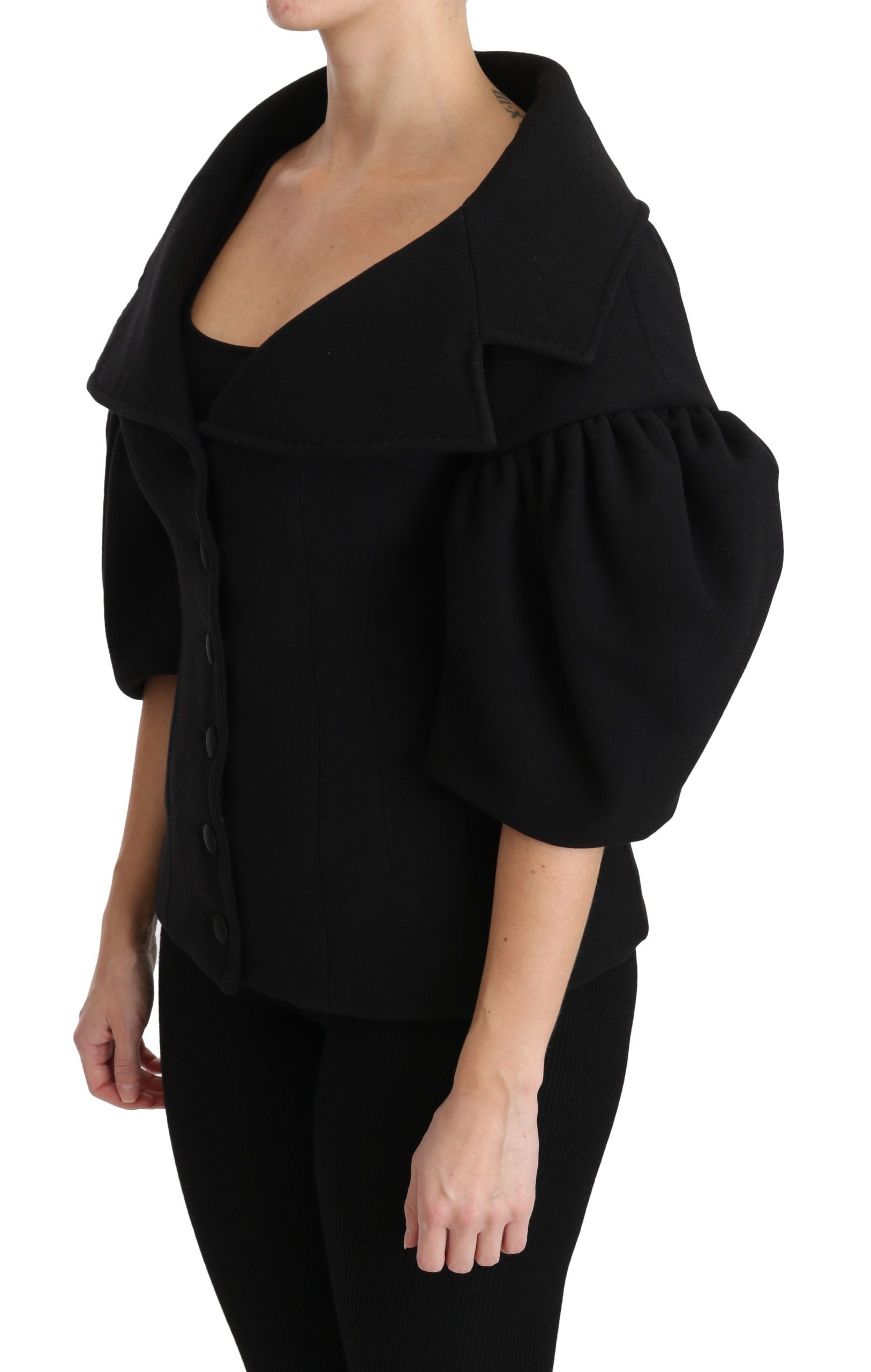 Dolce & Gabbana Eleganter schwarzer Mantel aus Schurwolle