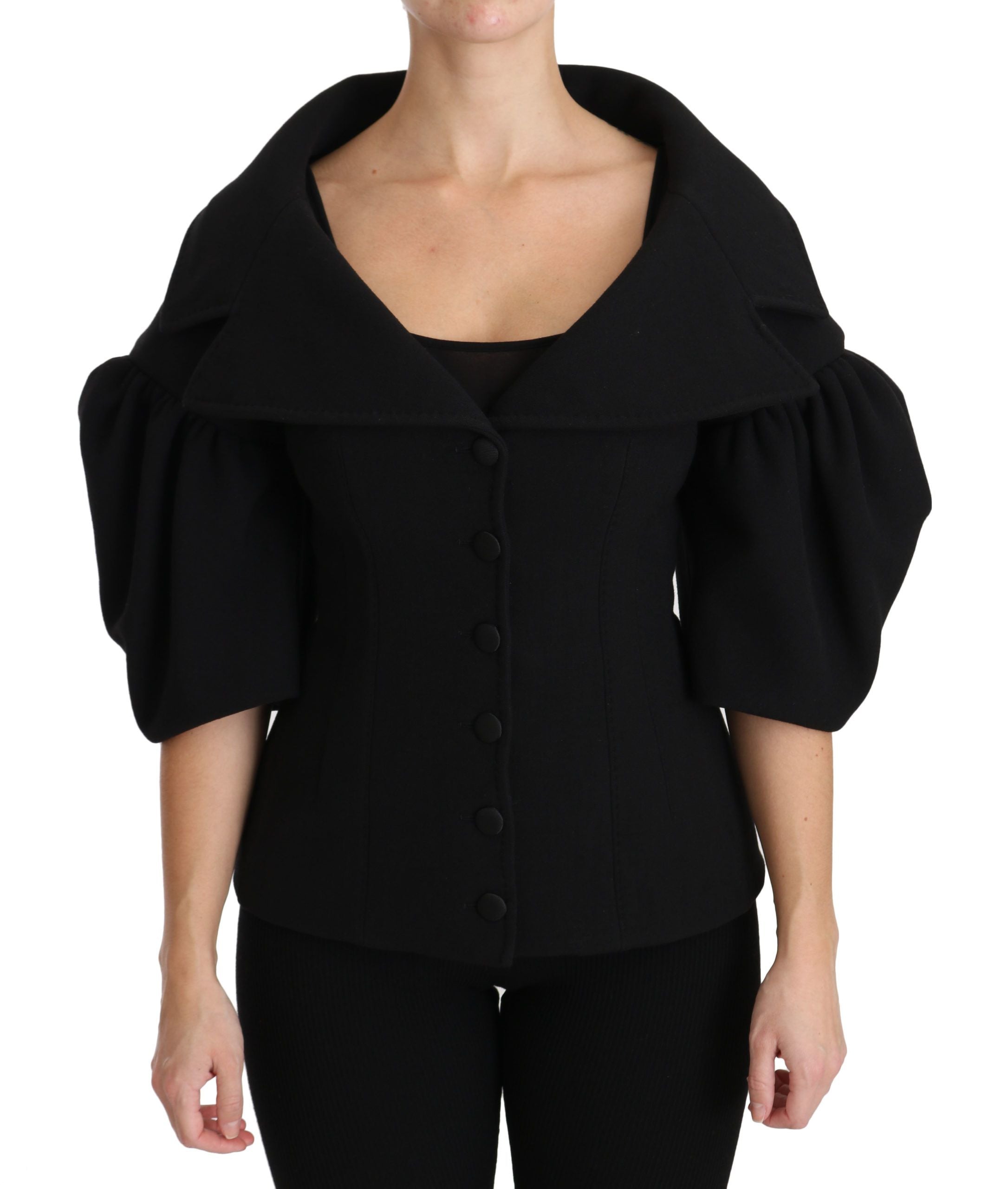 Dolce & Gabbana Eleganter schwarzer Mantel aus Schurwolle