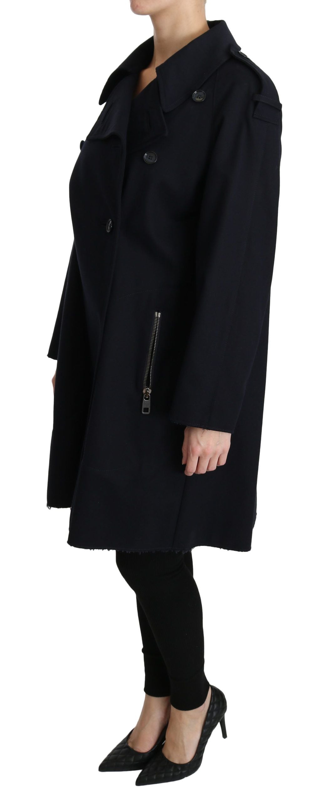 Dolce & Gabbana – Elegante blaue Jacke mit gepunktetem Futter
