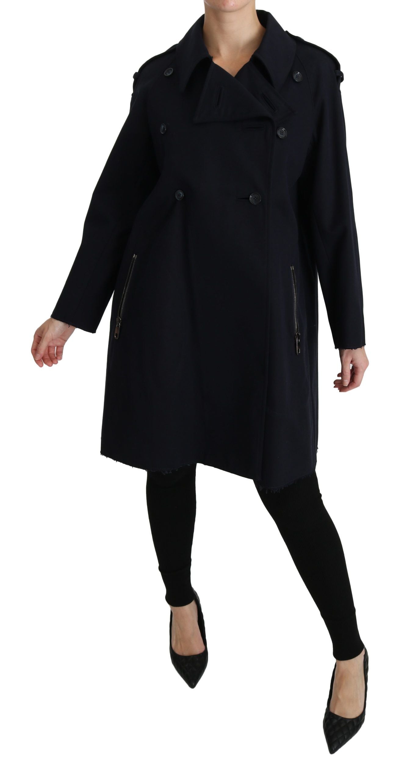 Dolce & Gabbana – Elegante blaue Jacke mit gepunktetem Futter