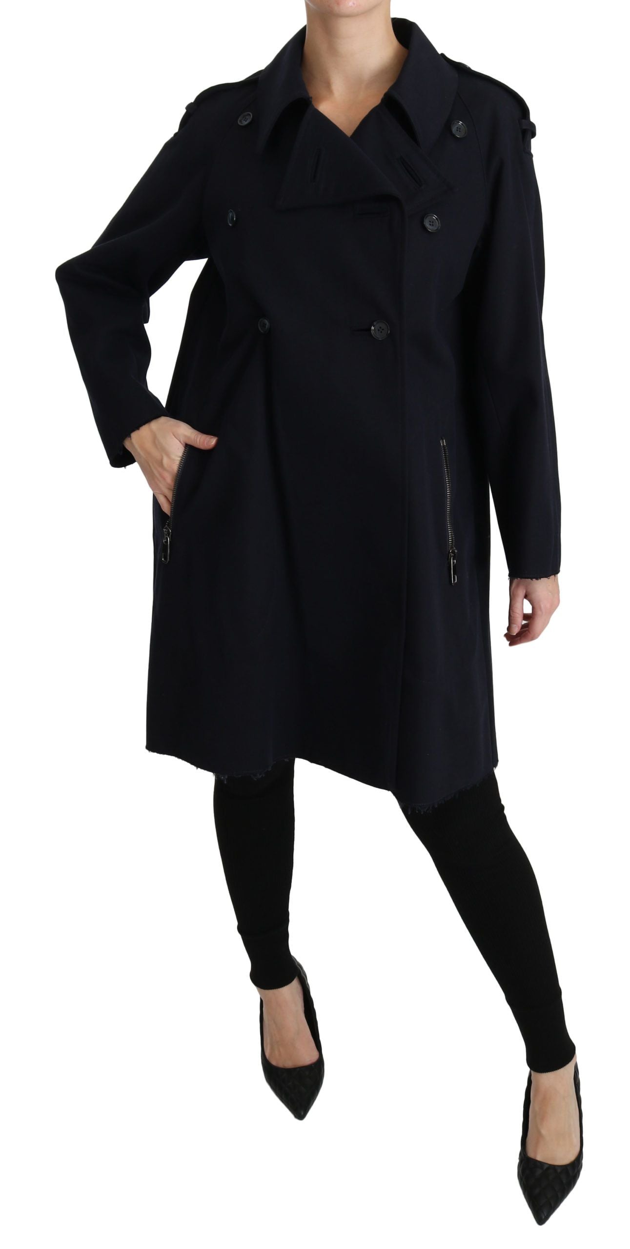 Dolce & Gabbana – Elegante blaue Jacke mit gepunktetem Futter