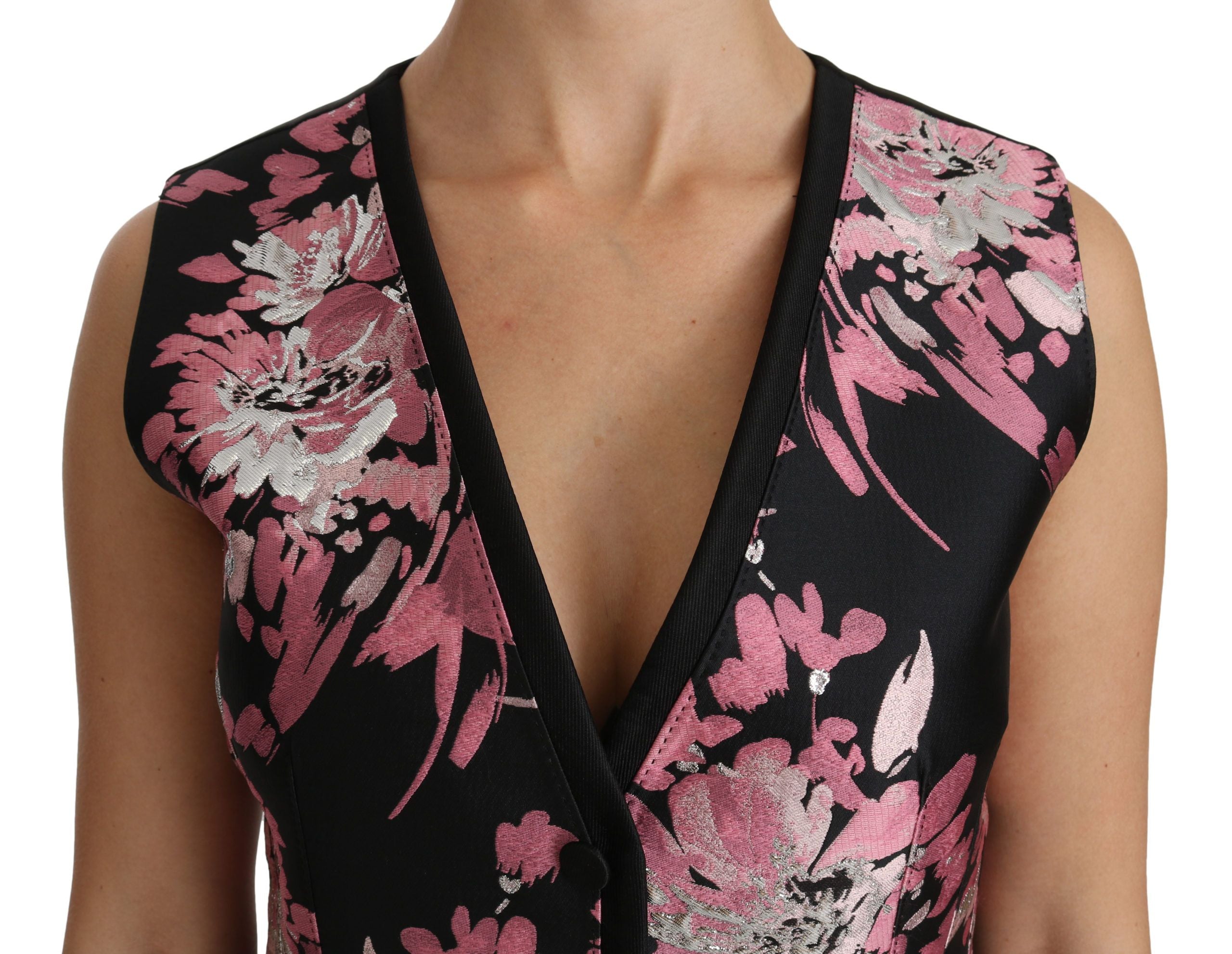 Dolce & Gabbana – Elegantes, tief ausgeschnittenes Trägertop aus Brokat mit Blumenmuster