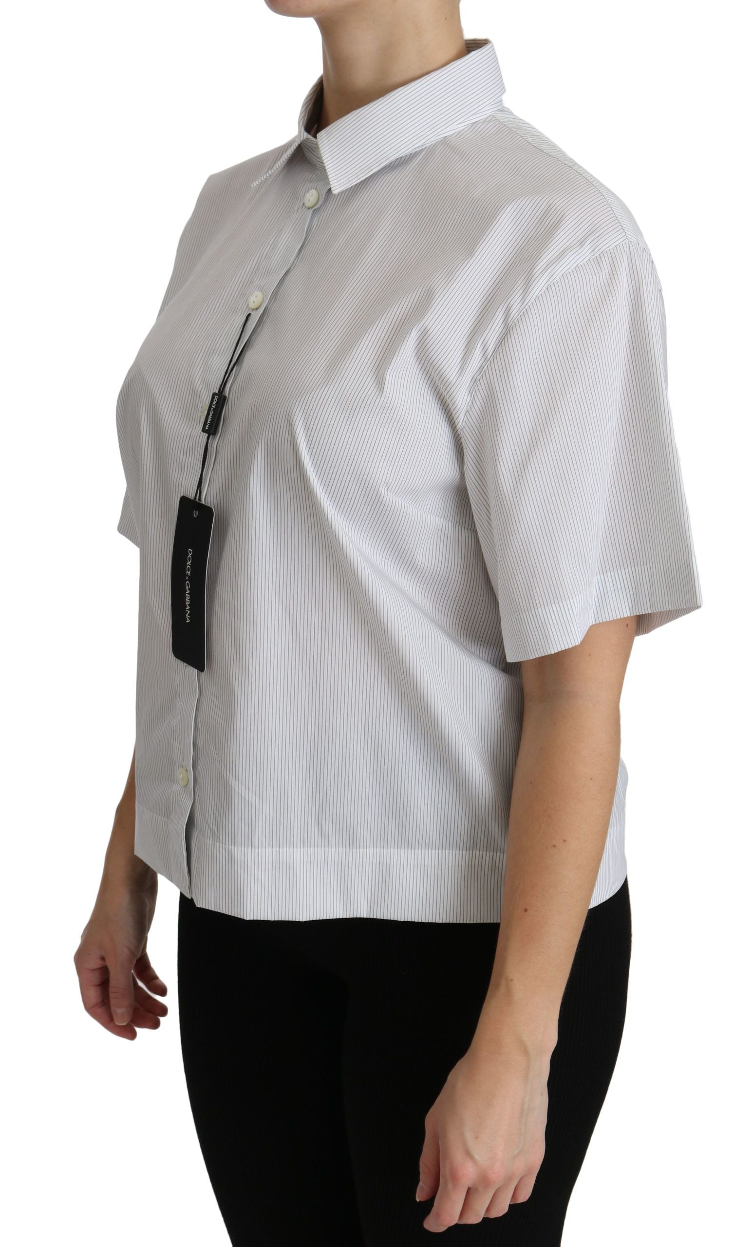 Dolce & Gabbana Elegantes Poloshirt aus weißer Baumwolle