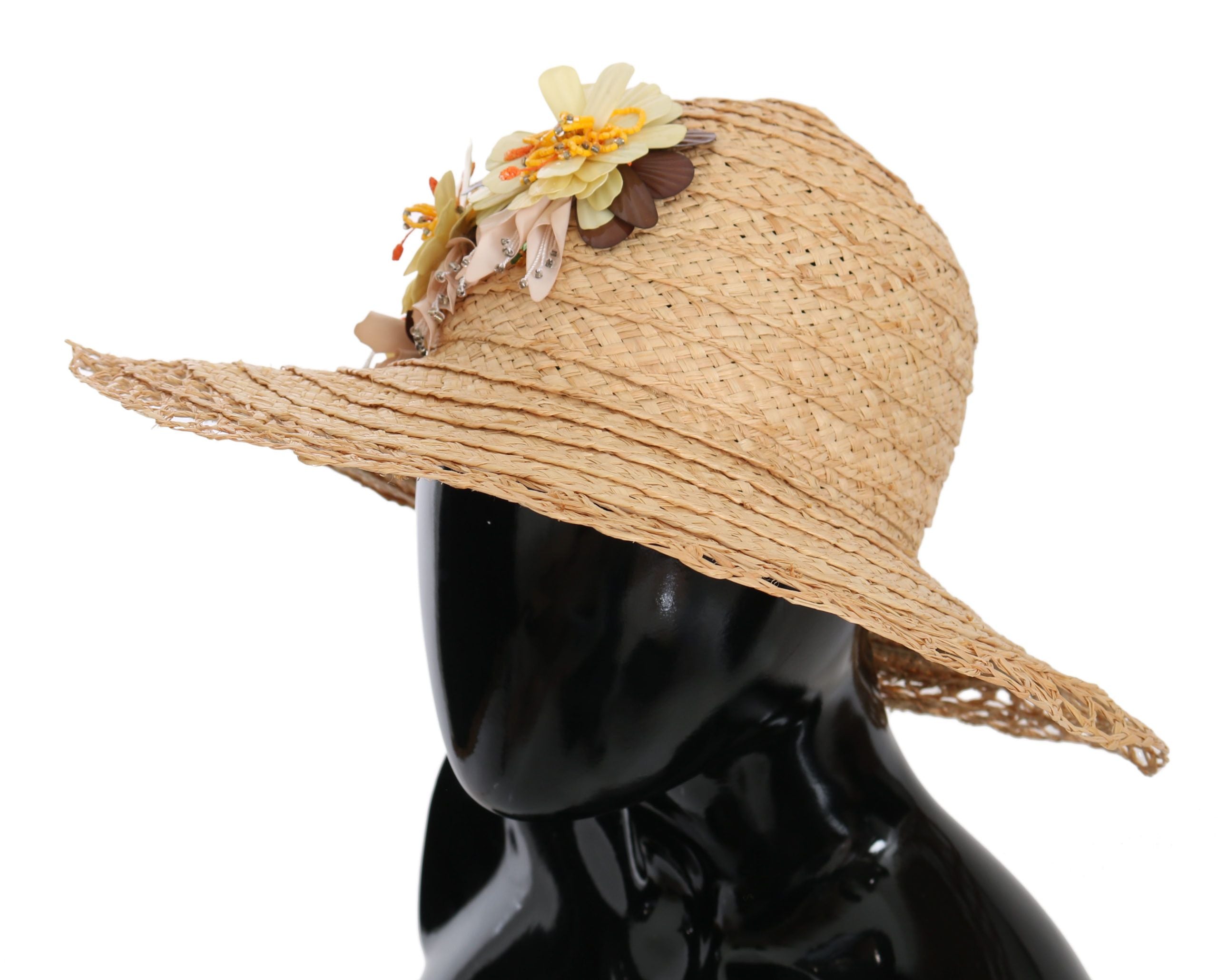 Pălărie elegantă cu imprimeu floral bej Dolce & Gabbana