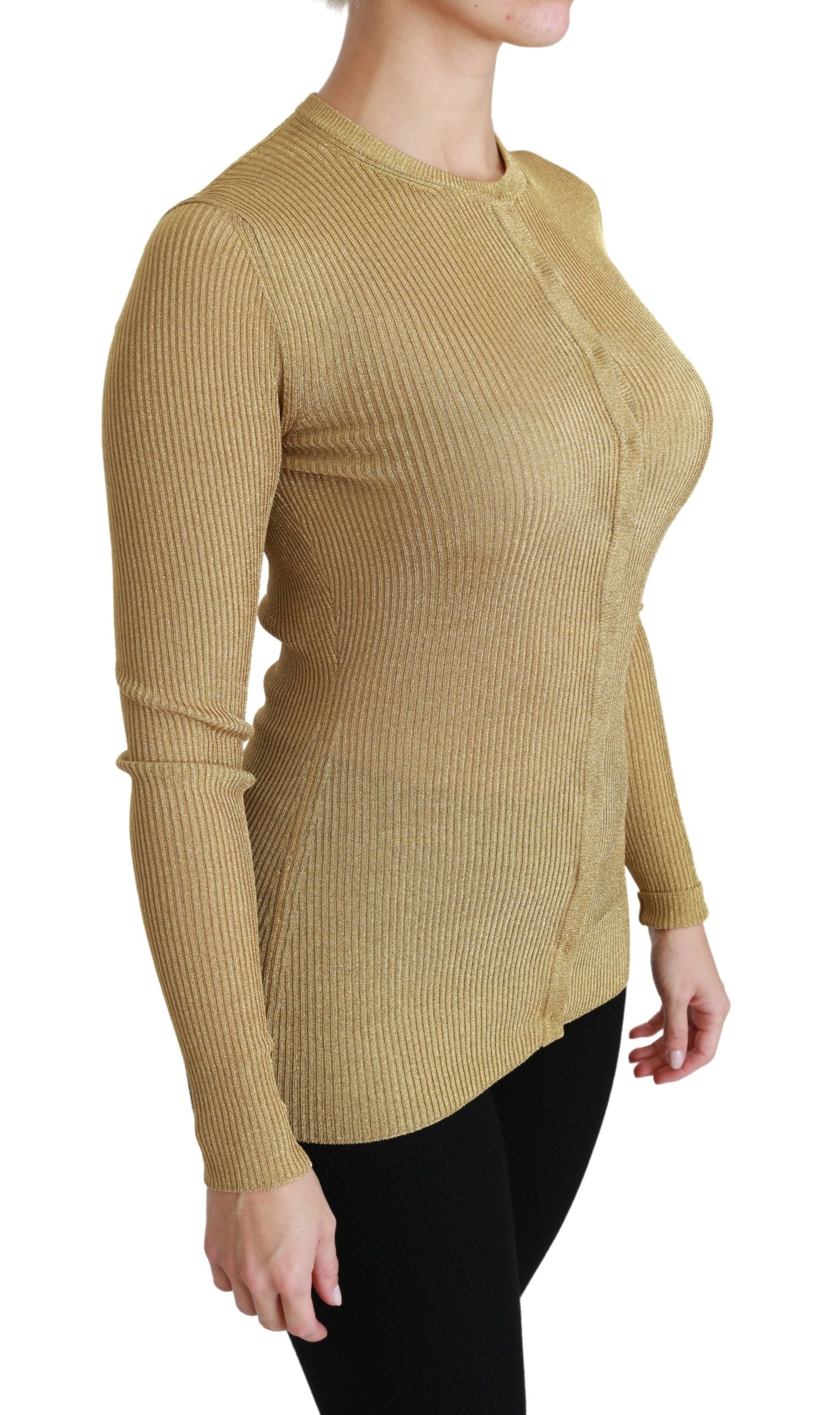 Dolce & Gabbana Elegante langärmlige goldene Strickjacke