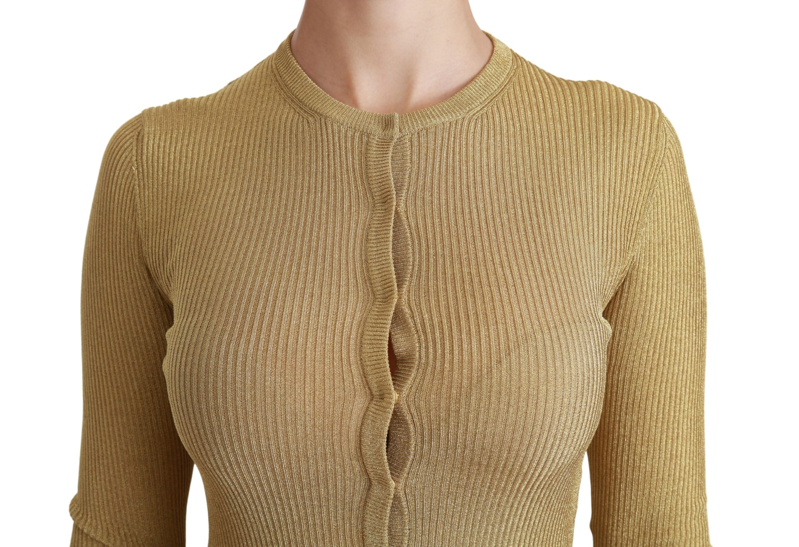 Dolce & Gabbana Elegante langärmlige goldene Strickjacke
