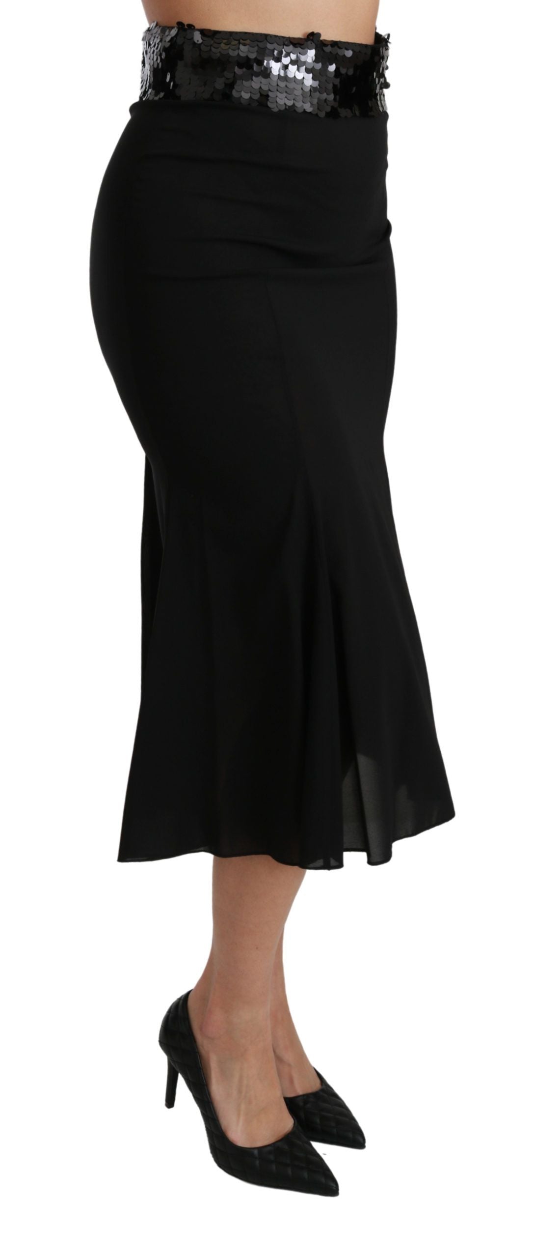 Dolce & Gabbana Eleganter schwarzer Paillettenrock mit hoher Taille