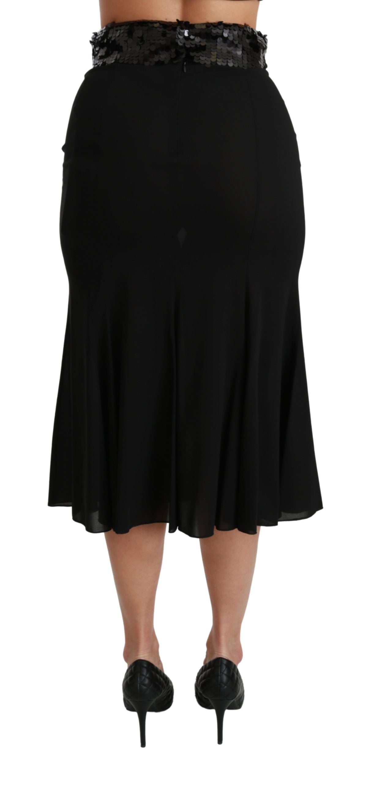 Dolce & Gabbana Eleganter schwarzer Paillettenrock mit hoher Taille