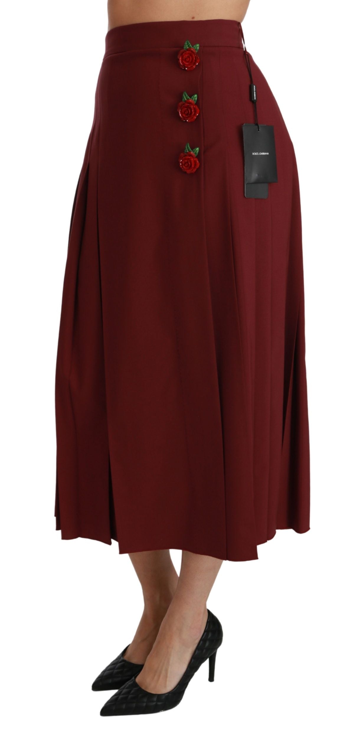 Dolce & Gabbana Eleganter roter Rock aus Schurwolle mit hoher Taille