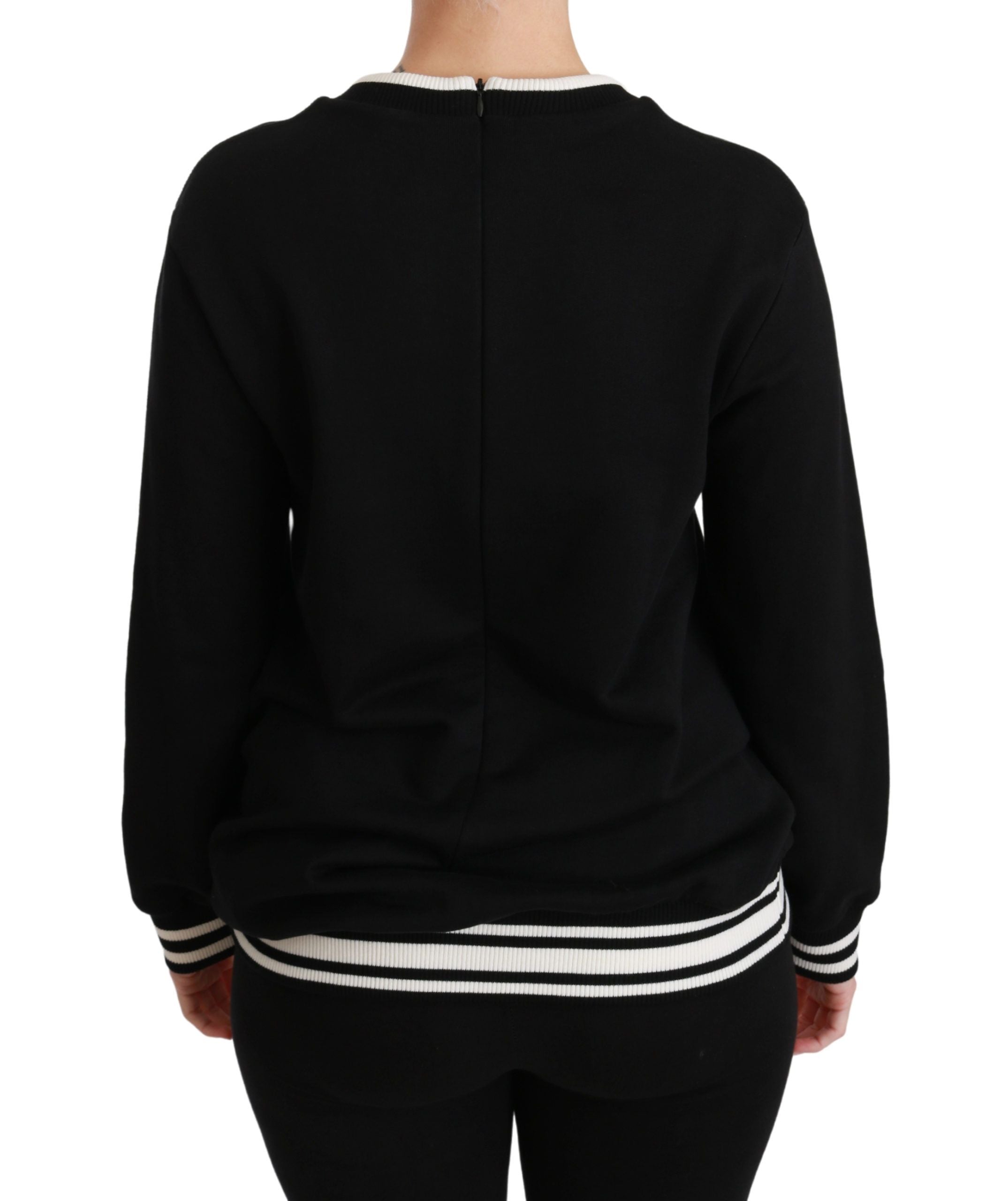 Dolce & Gabbana Schicker schwarzer Baumwollpullover mit Pailletten