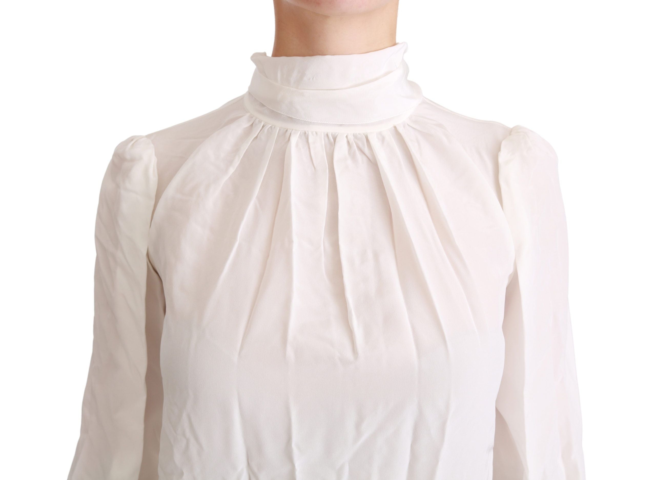 Dolce & Gabbana Elegante weiße Rollkragenbluse aus Seide