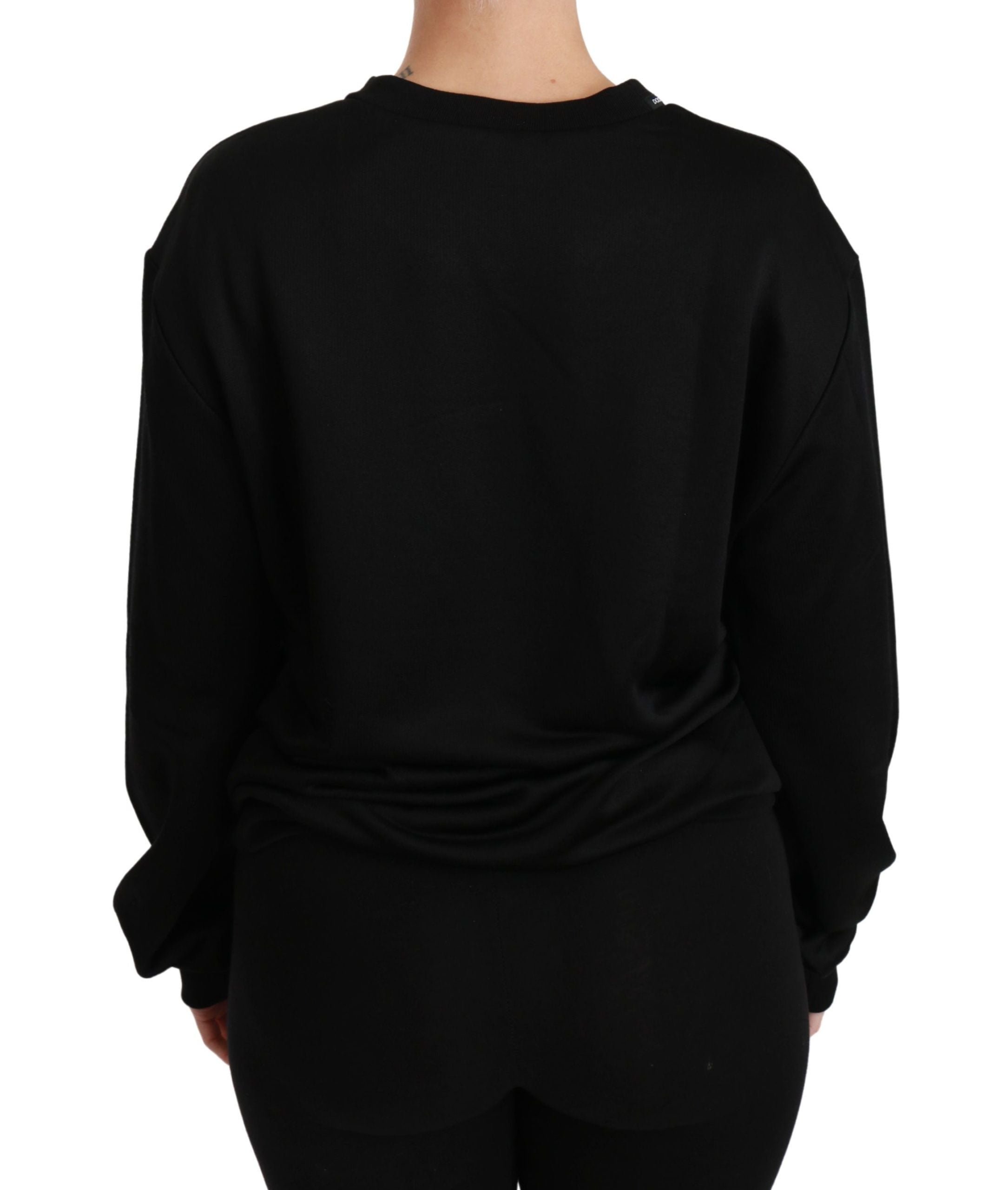 Dolce & Gabbana Eleganter schwarzer Pullover mit Rundhalsausschnitt aus Baumwolle