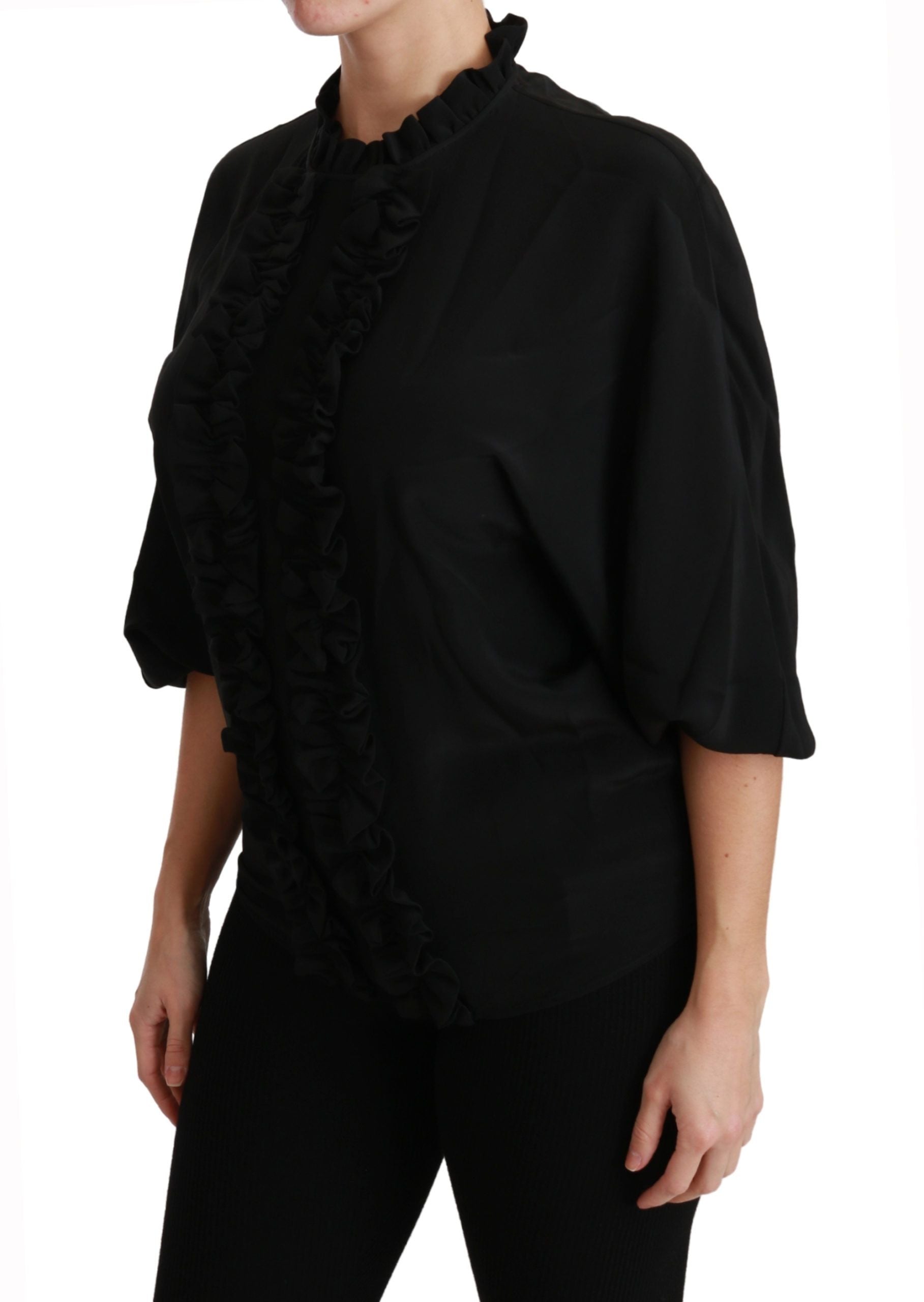 Dolce & Gabbana Elegante schwarze Kurzarmbluse aus Seide