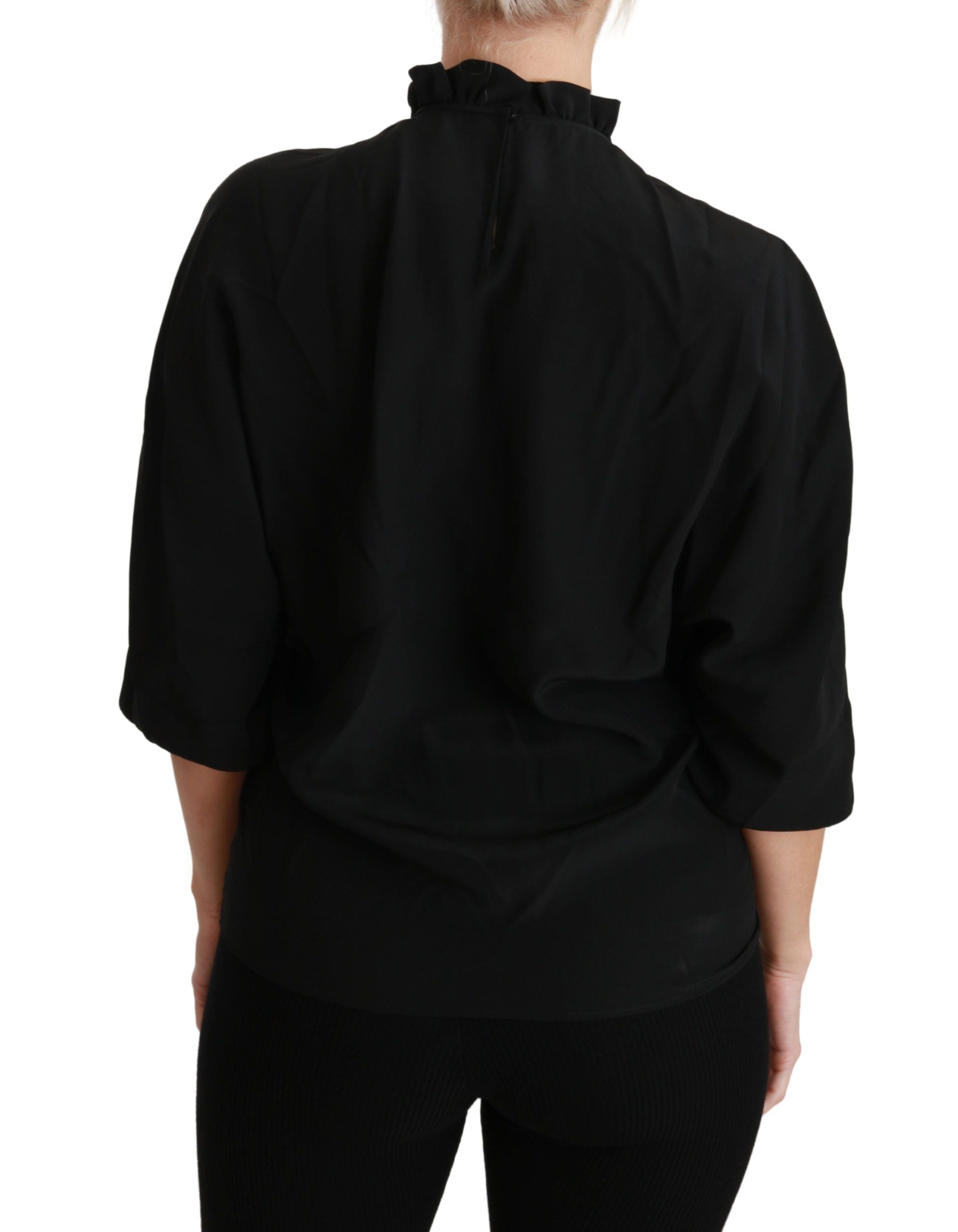 Dolce & Gabbana Elegante schwarze Kurzarmbluse aus Seide