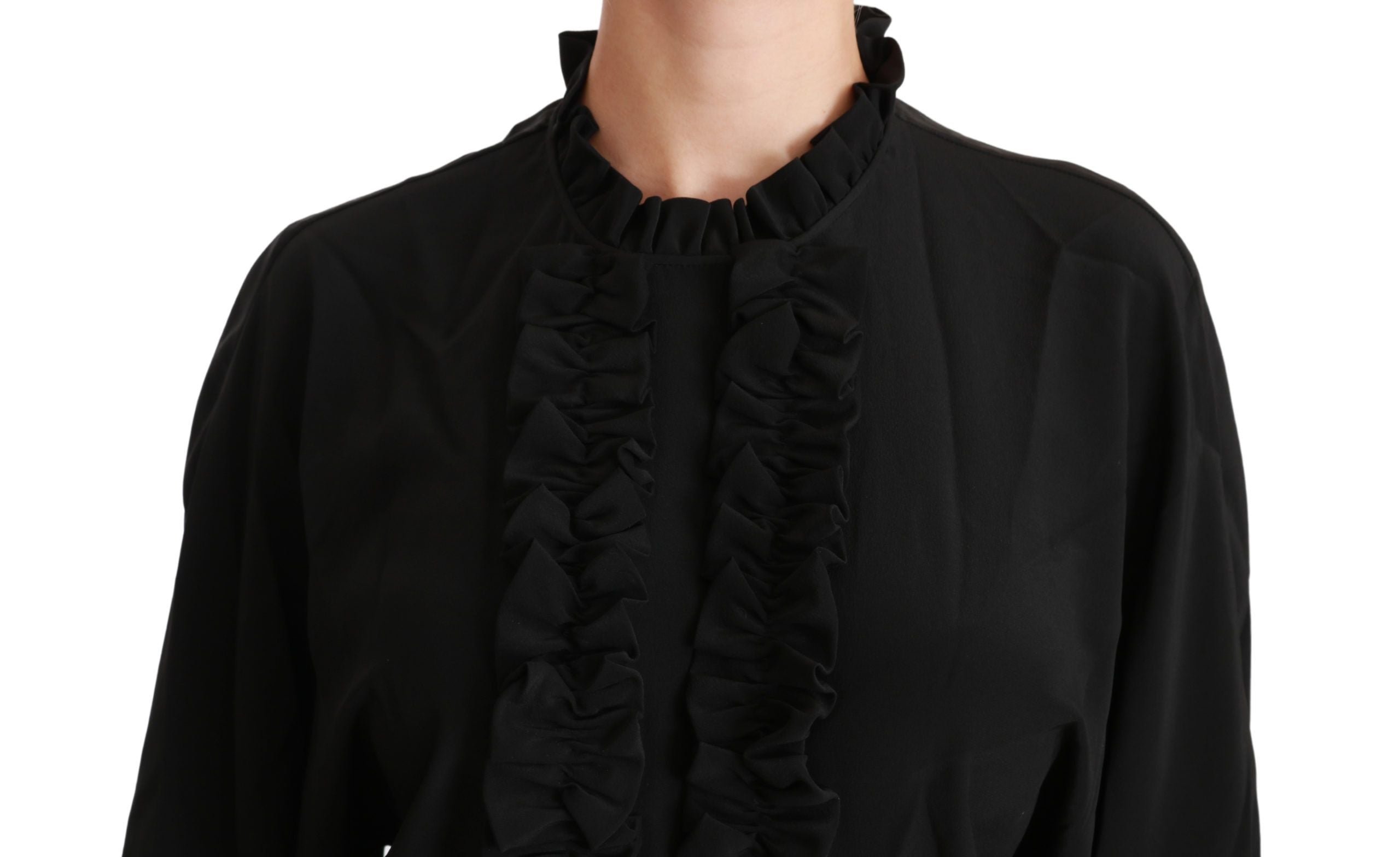 Dolce & Gabbana Elegante schwarze Kurzarmbluse aus Seide