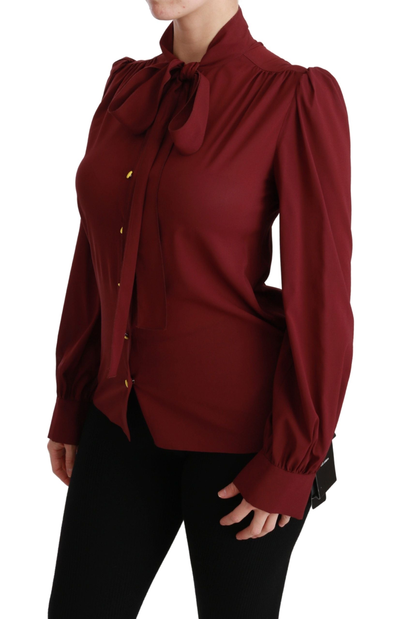 Dolce & Gabbana Elegante kastanienbraune Polobluse aus Seidenmischung