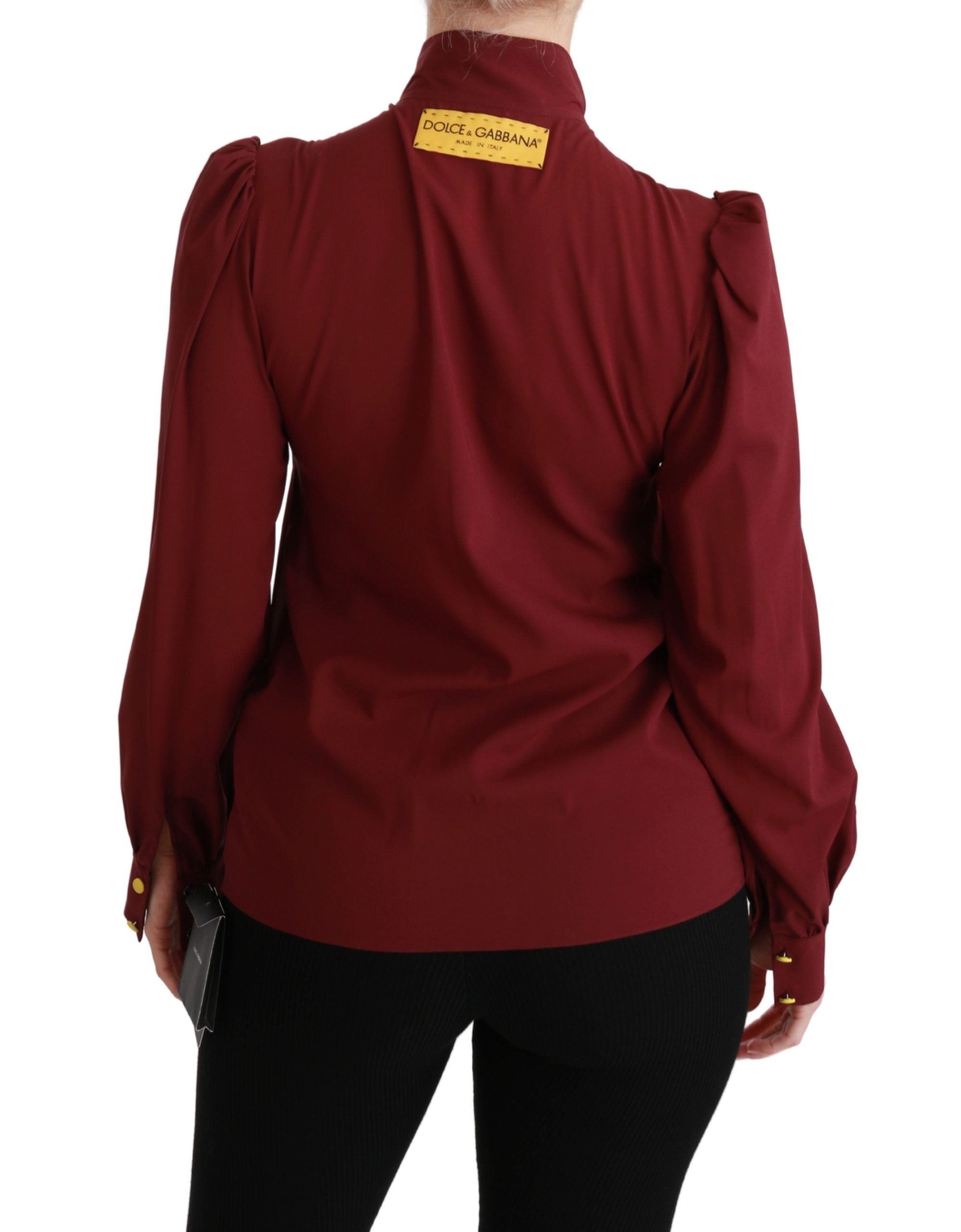 Dolce & Gabbana Elegante kastanienbraune Polobluse aus Seidenmischung