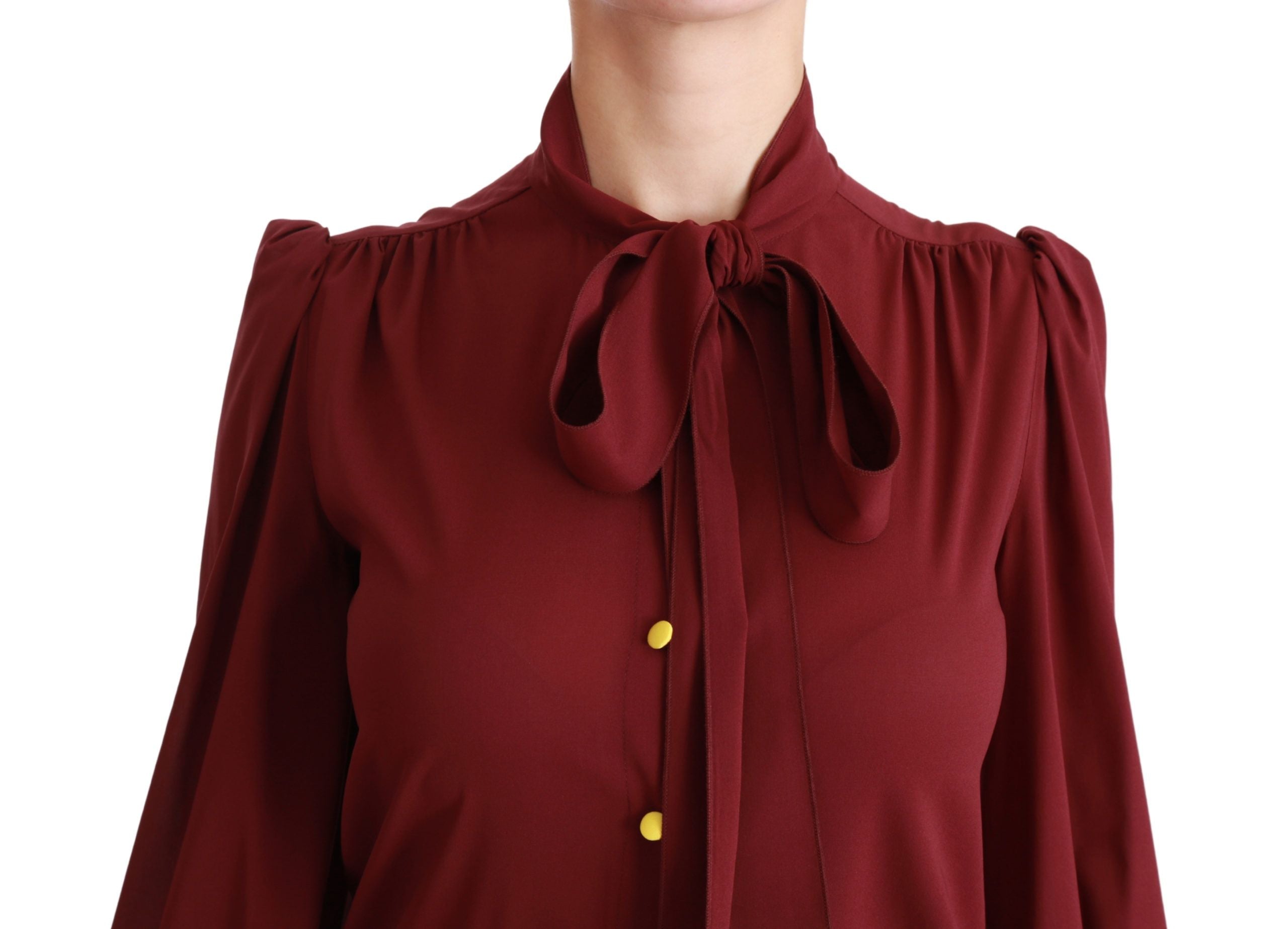 Dolce & Gabbana Elegante kastanienbraune Polobluse aus Seidenmischung
