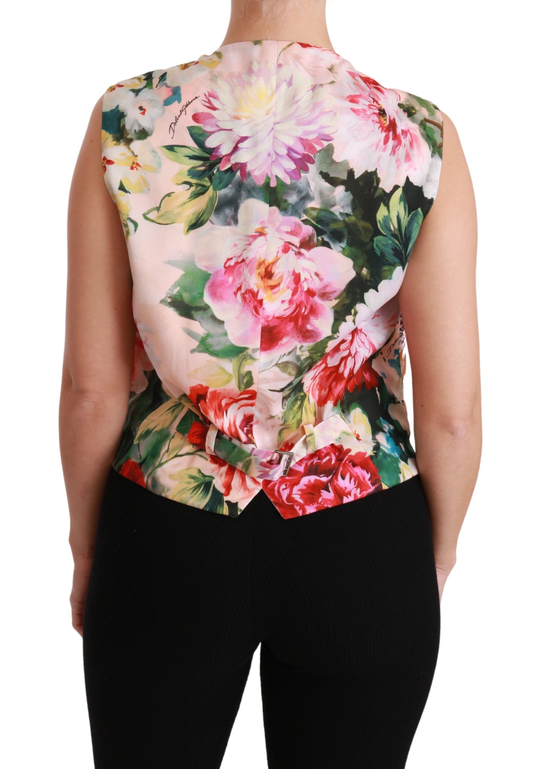 Dolce & Gabbana – Ärmellose Weste aus mehrfarbigem Brokat mit Blumenmuster