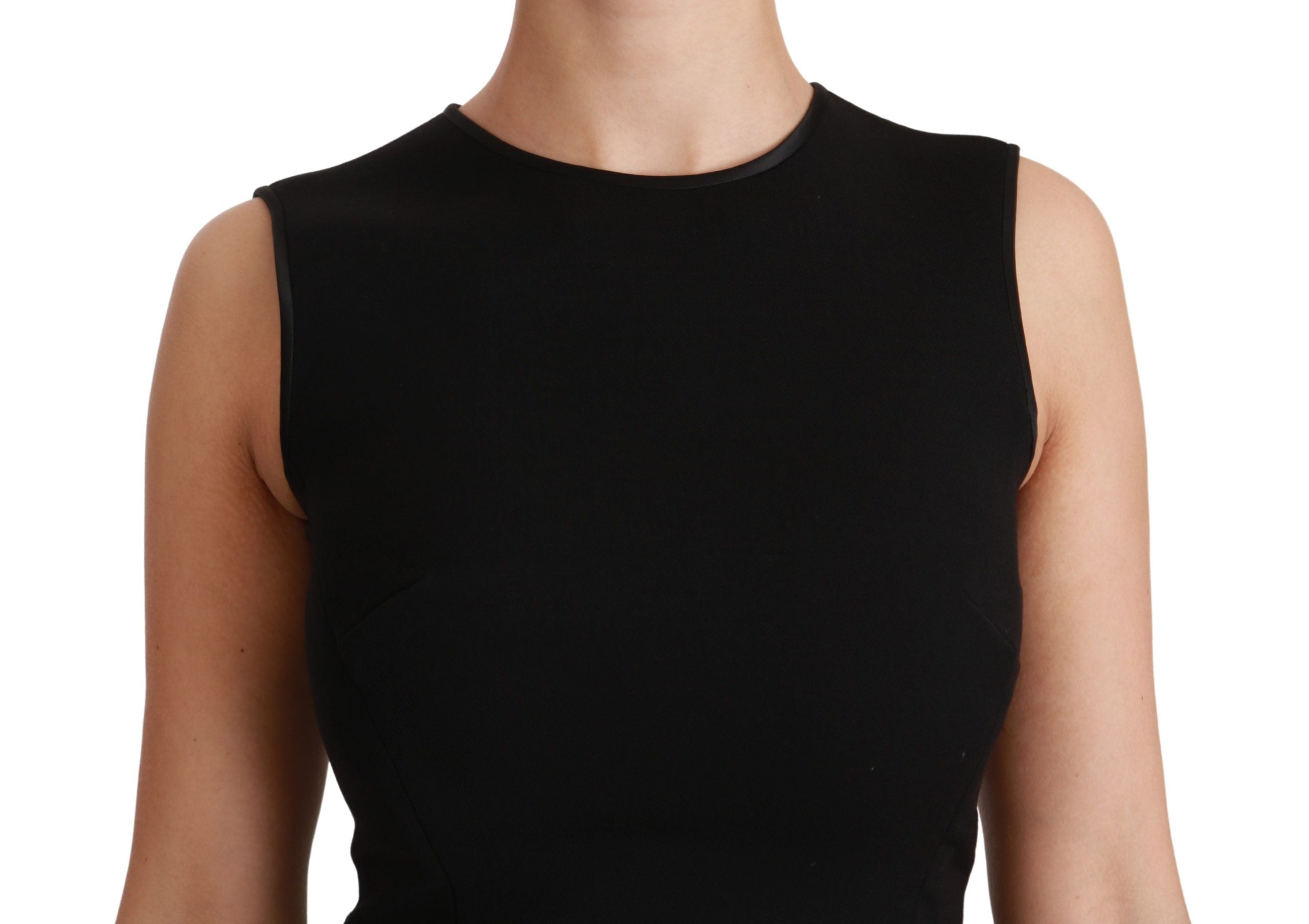 Dolce & Gabbana – Elegantes, schwarzes Fit-Flare-Kleid aus Wollmischung