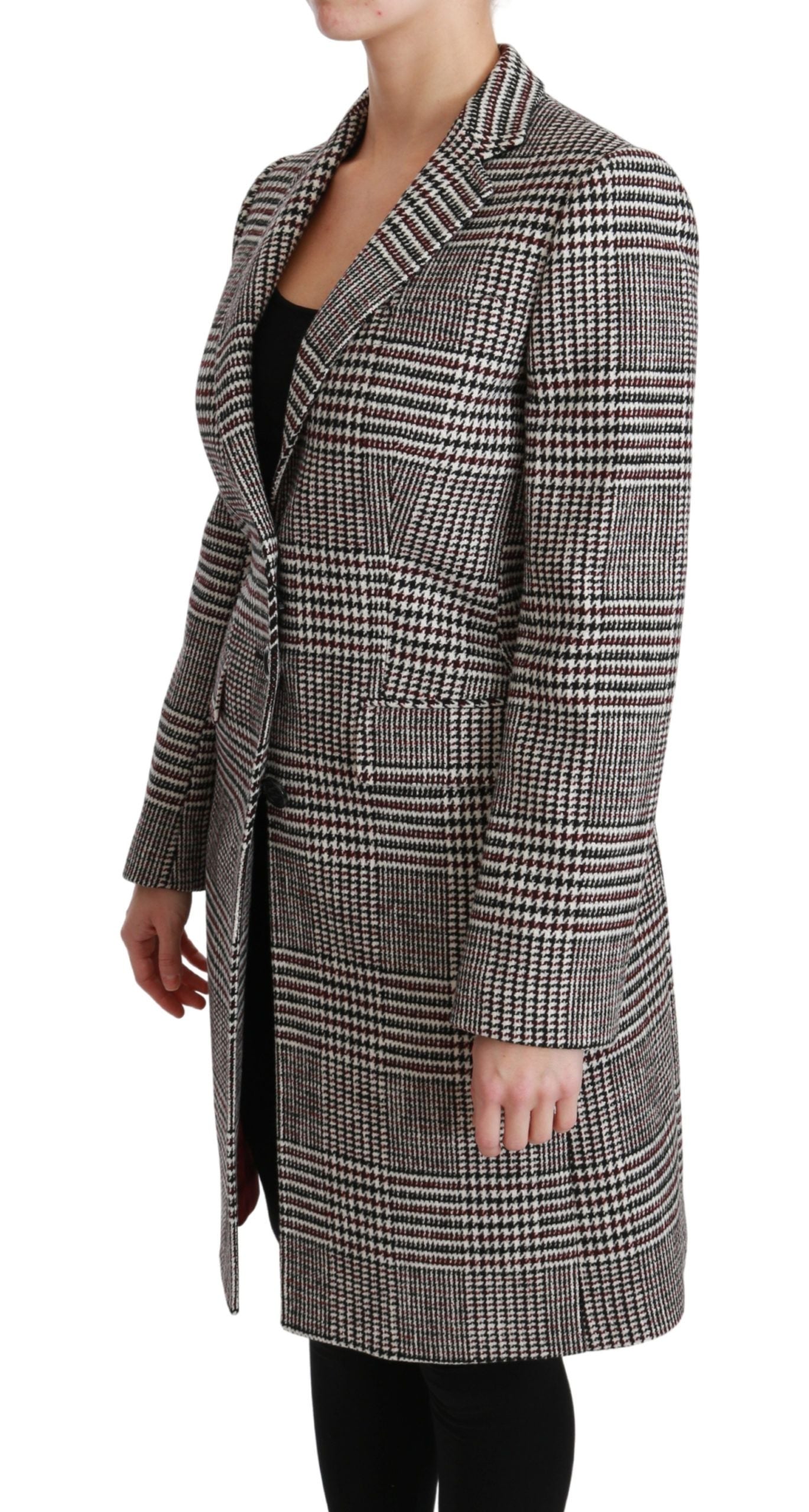 Dolce & Gabbana Eleganter, mehrfarbig karierter, knielanger Jackenmantel