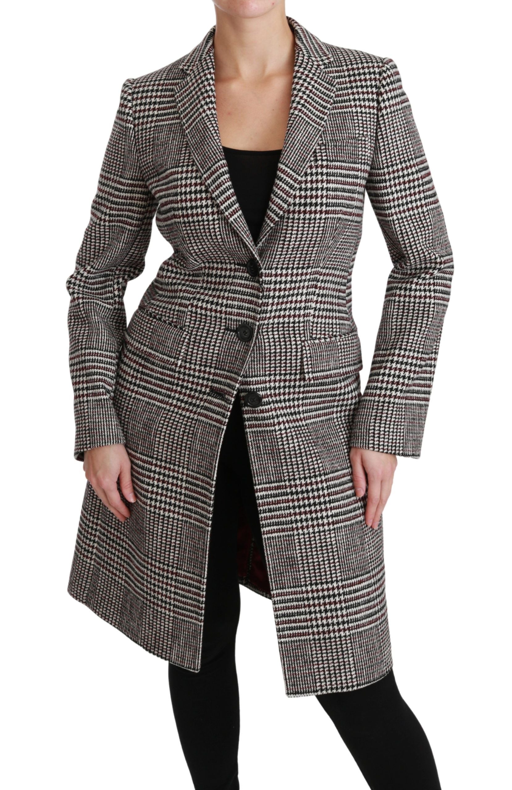 Dolce & Gabbana Eleganter, mehrfarbig karierter, knielanger Jackenmantel