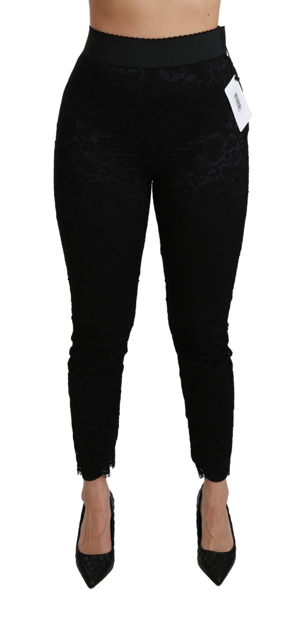 Dolce & Gabbana Pantaloni eleganți din dantelă cu talie înaltă
